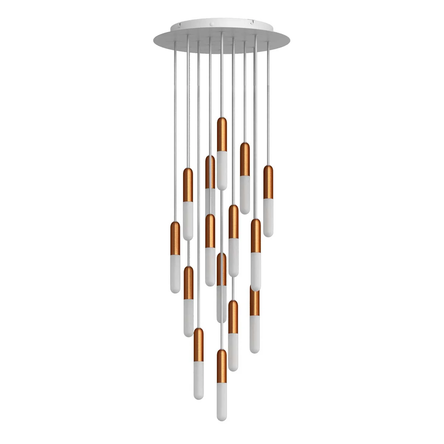 15-licht-hängeleuchte komplett mit P-Light und Rose-One 400mm – Kupfer