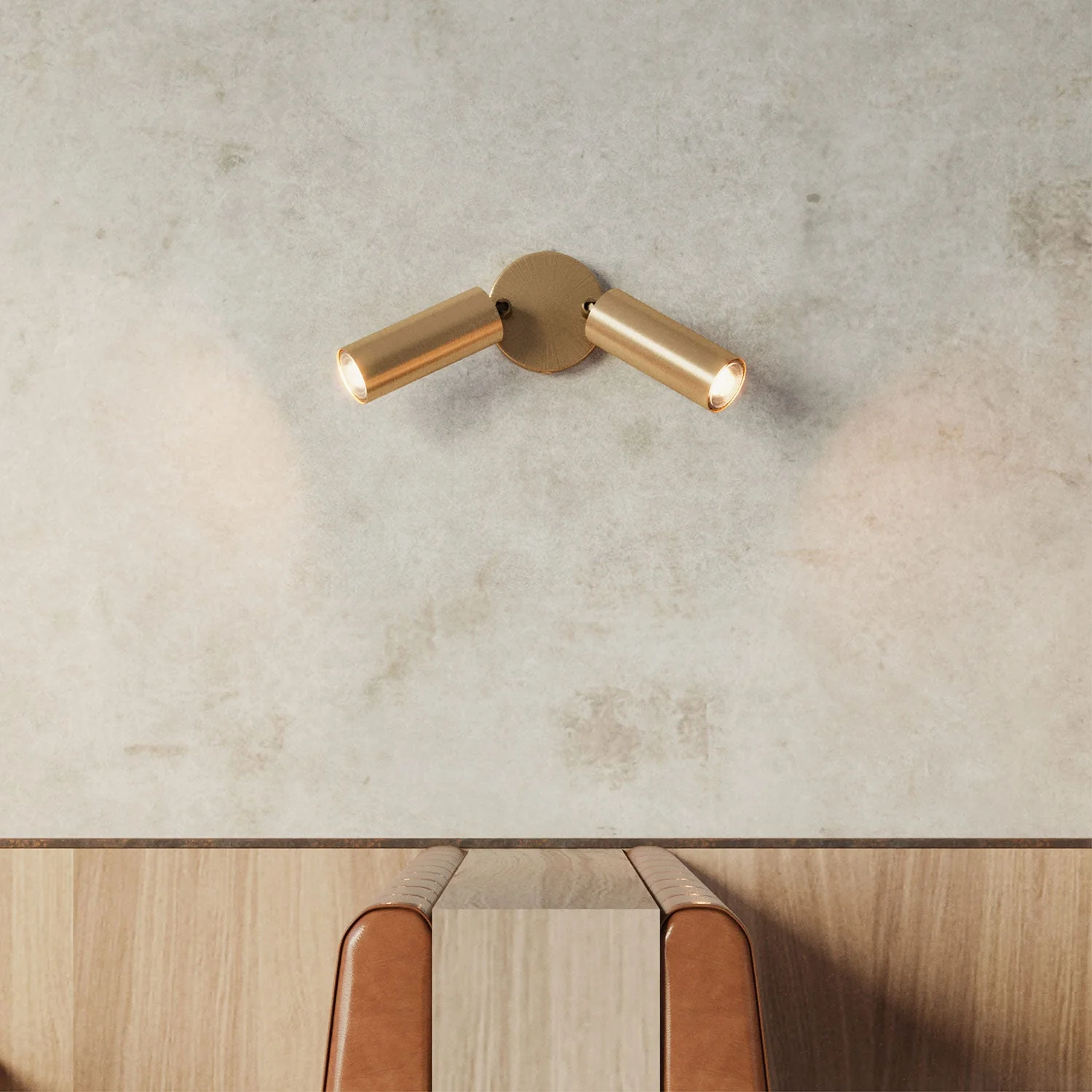 Leuchte mit 2 Spots, Tub-E14 Schirm und rundem Baldachin – Satiniertes Bronze - Image 3