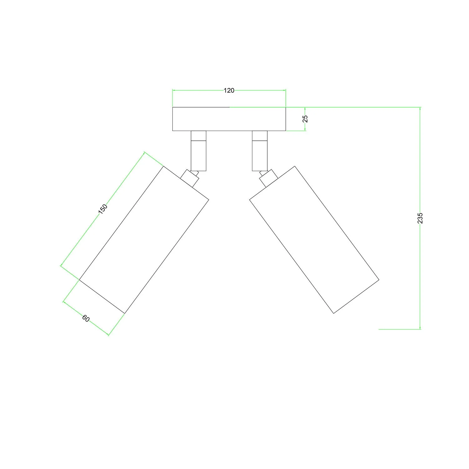 Leuchte mit 2 Spots, Tub-E14 Schirm und rundem Baldachin – Satiniertes Bronze - Image 5