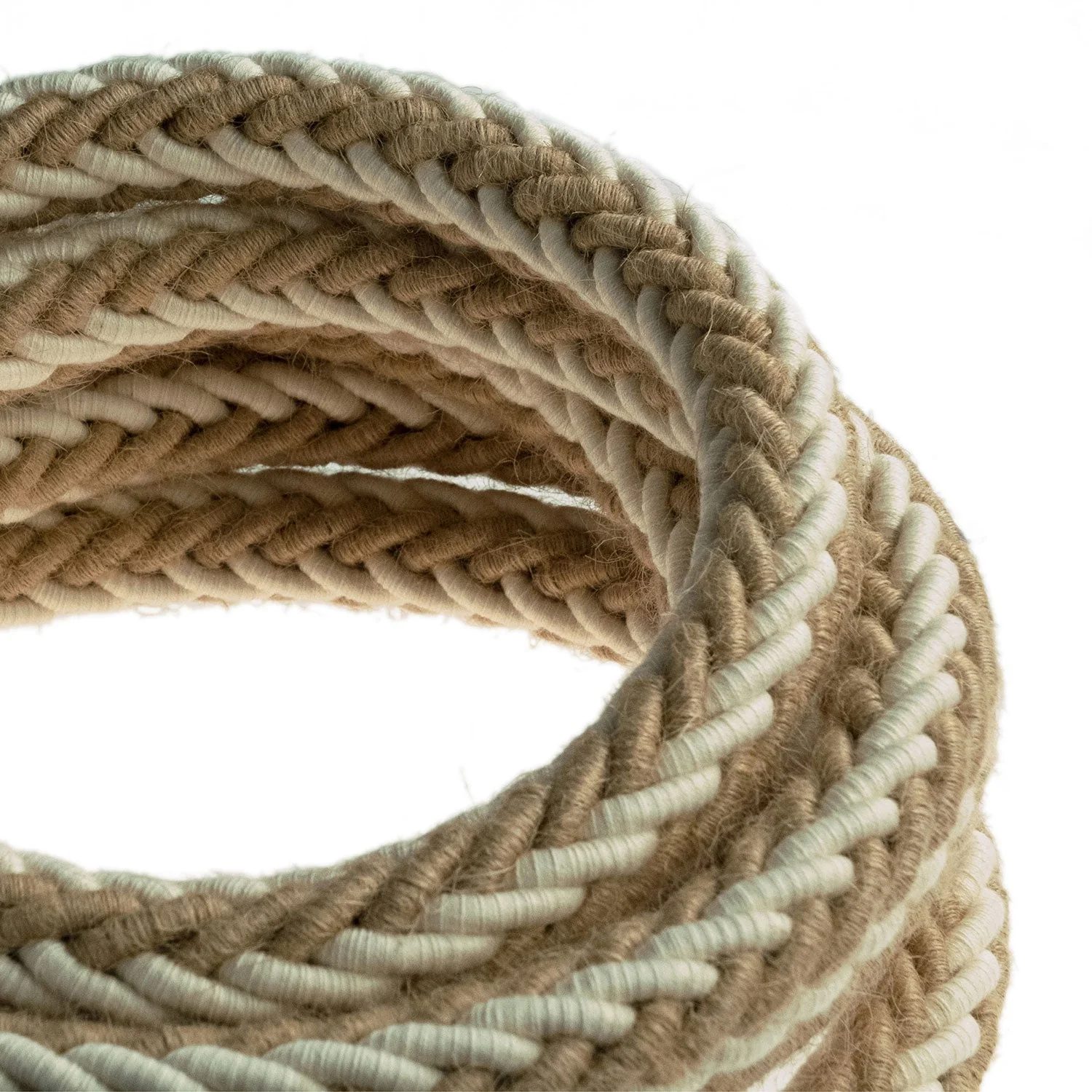 2XL Jute und Rohbaumwolle gedrehtes Seilkabel, 2x0,75 Elektrokabel. 24mm Durchmesser - Image 2