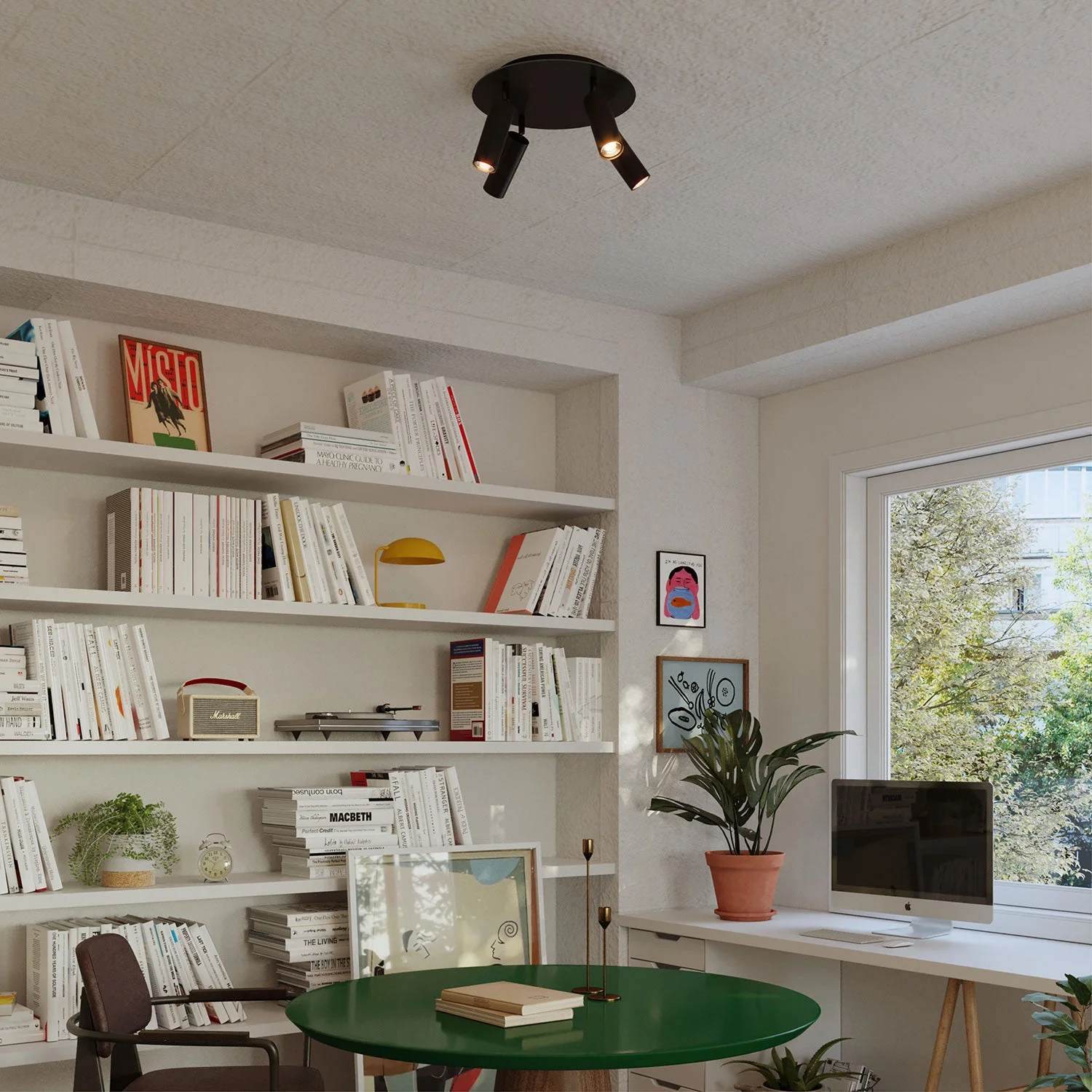 Lampe mit 4 Spots und Lampenschirm Tub-E14 sowie Rose-One XXL rund – Schwarz - Image 2