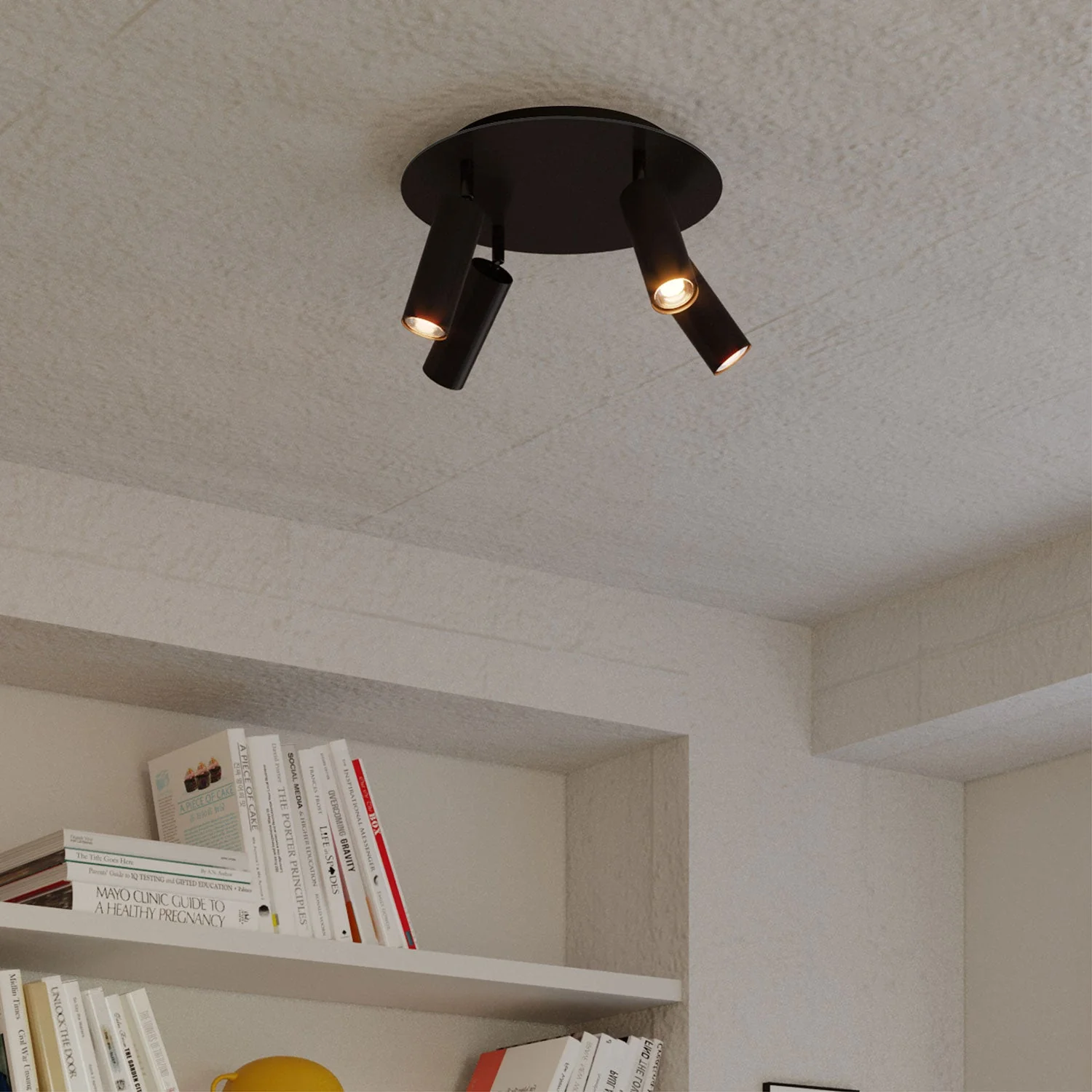 Lampe mit 4 Spots und Lampenschirm Tub-E14 sowie Rose-One XXL rund – Schwarz - Image 3