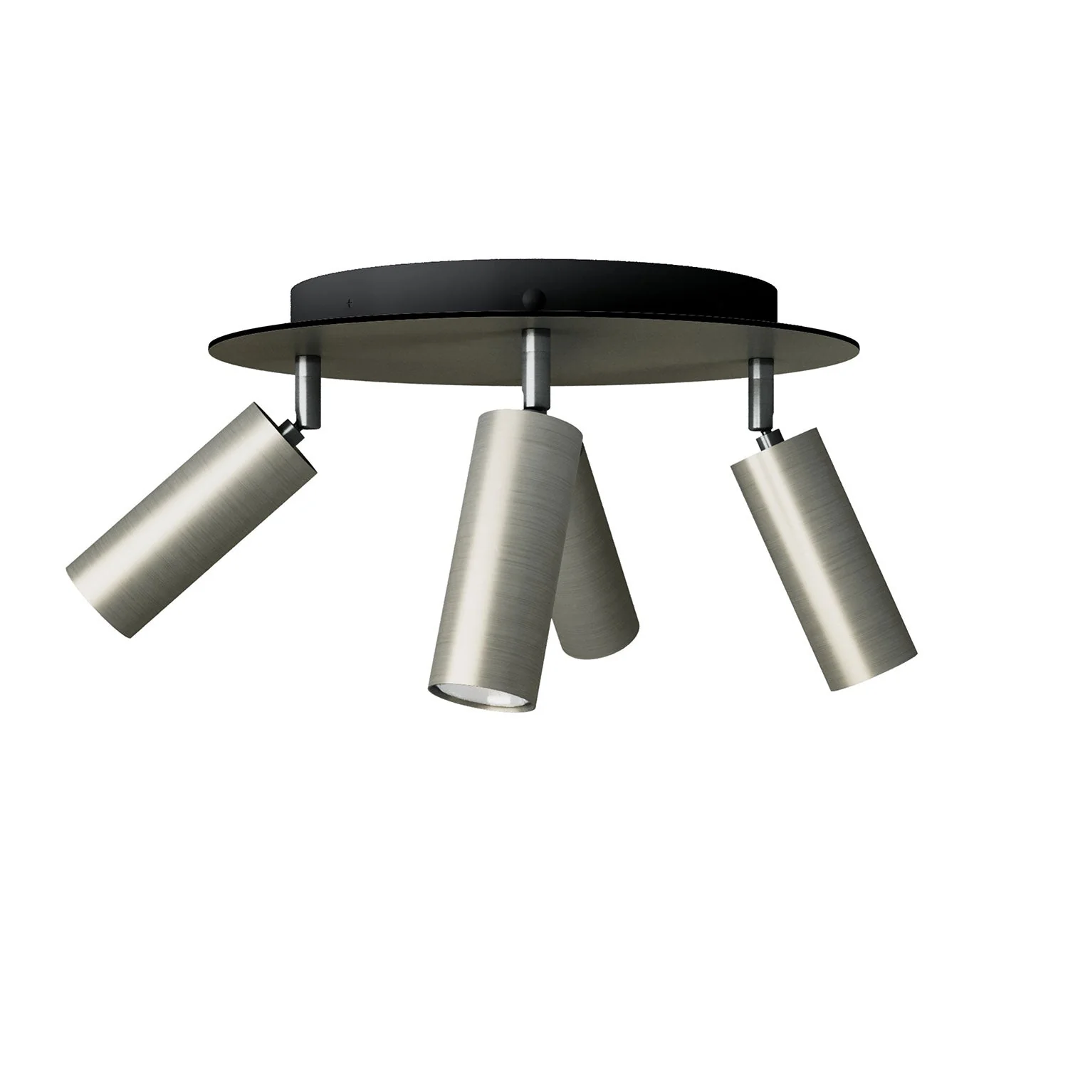 Leuchte mit 4 Spots und Tub-E14-Lampenschirm mit XXL-Rose-One rundem Baldachin – Satin-Titan