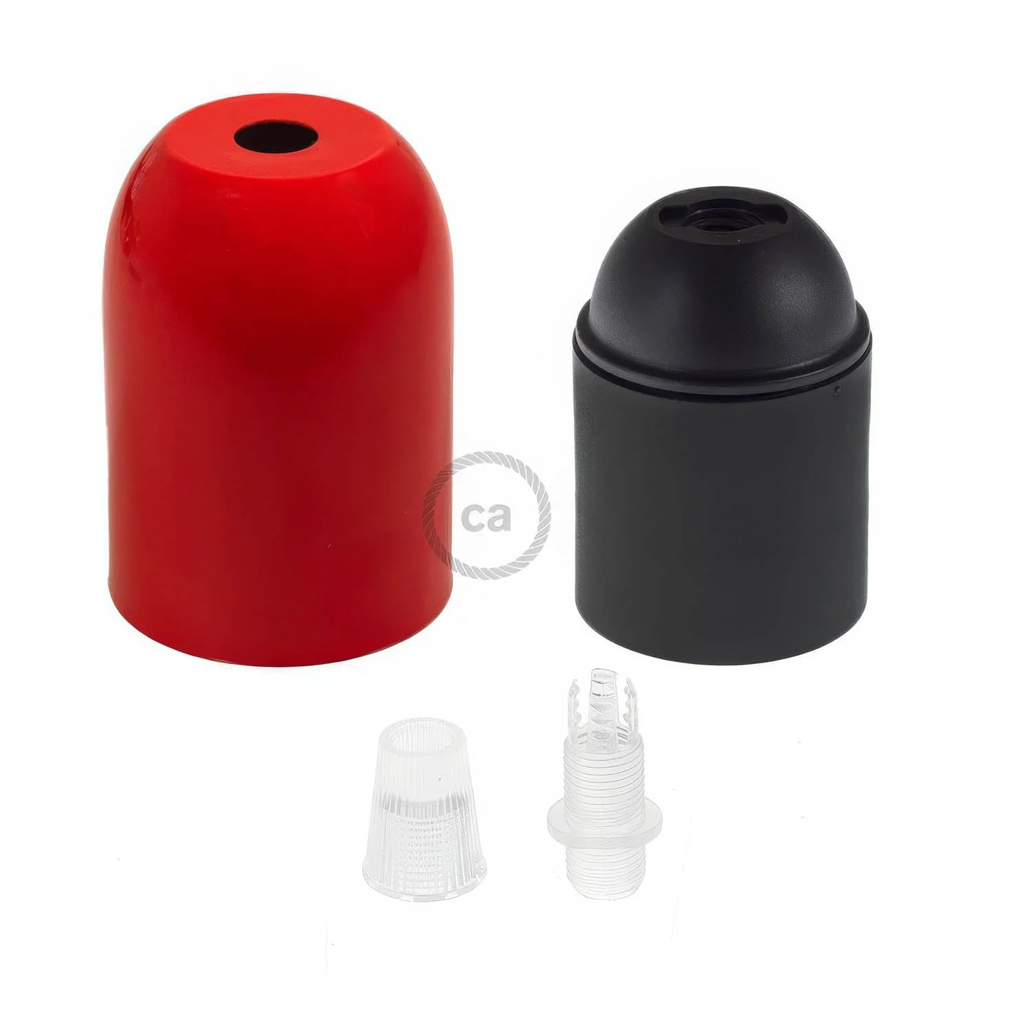 E26-Lampenfassungsset mit abgerundetem Metall-Top – Rot - Image 2