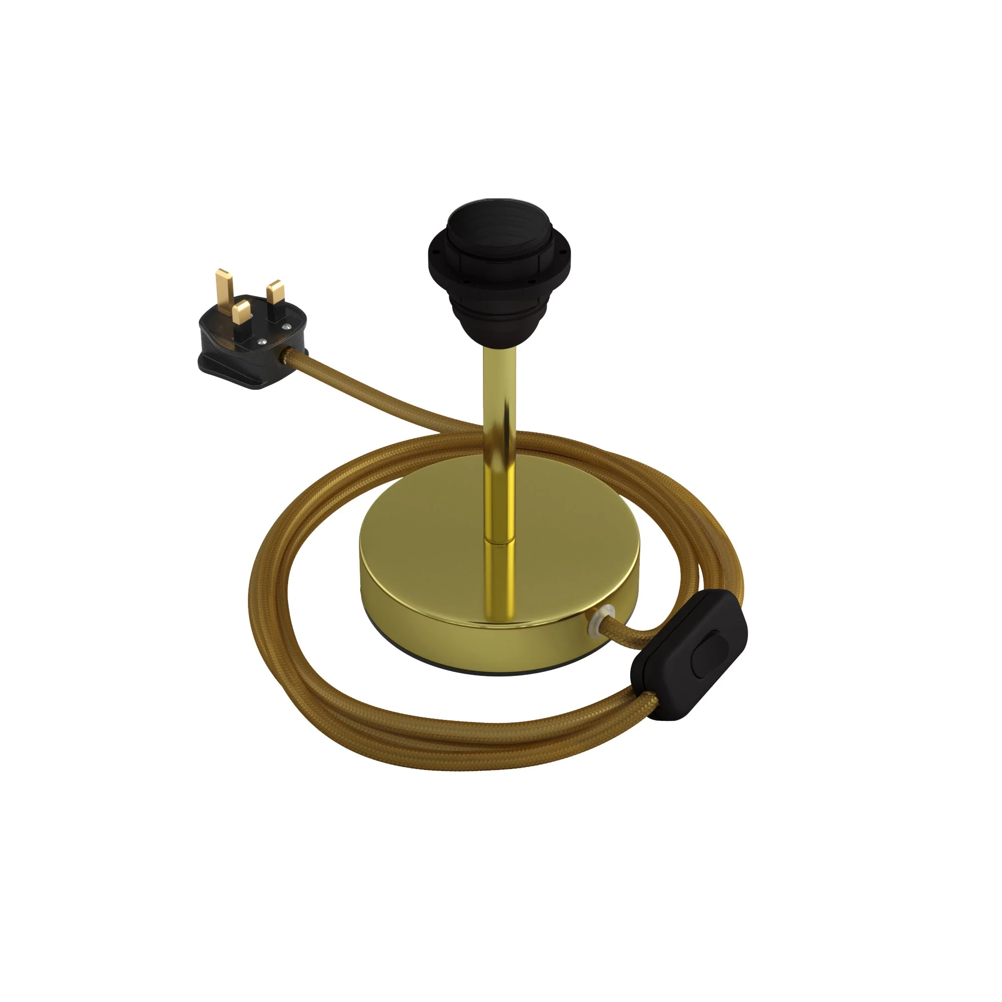 Lampensockelheber für Lampenschirm – Tischleuchte aus Metall mit UK-Stecker – Messing - Image 5