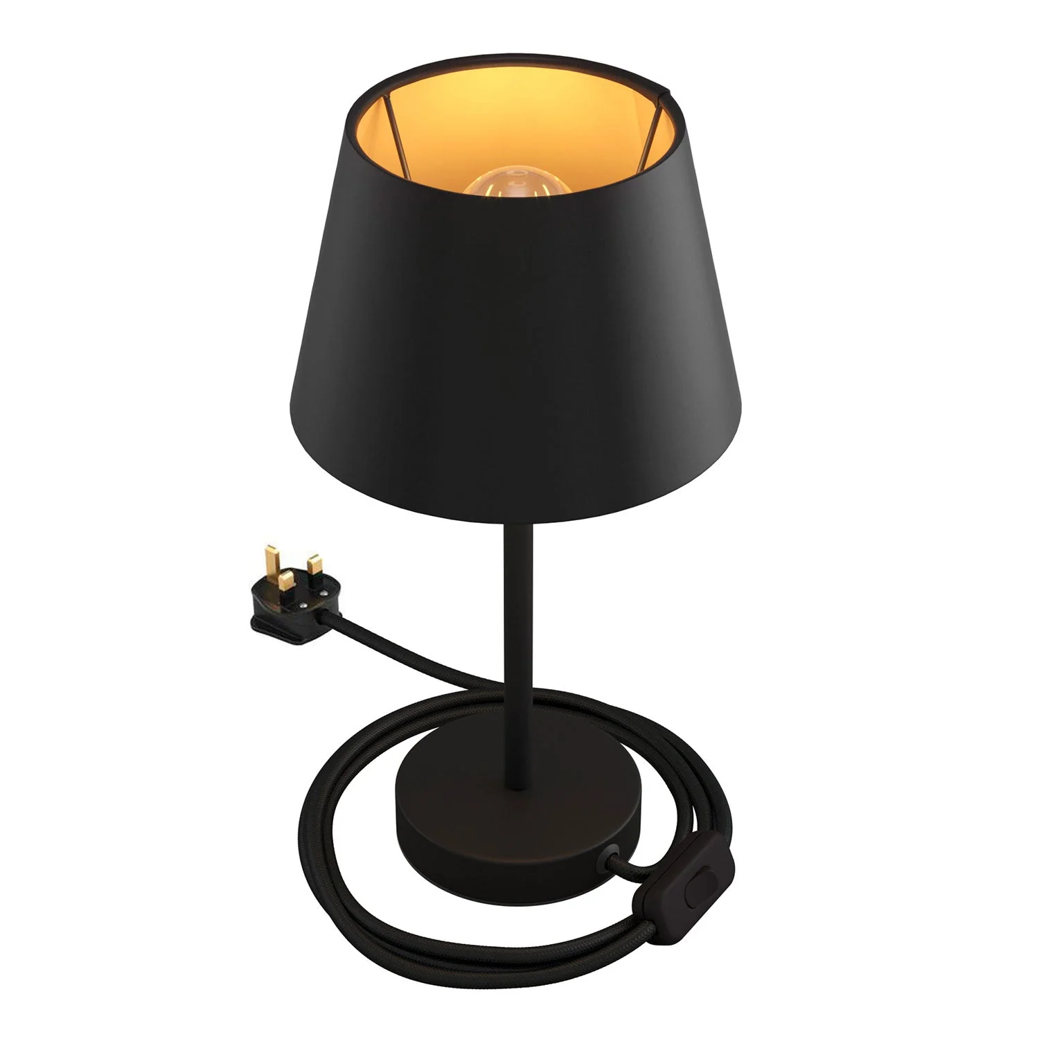 Alzaluce mit Impero-Lampenschirm, Tischlampe aus Metall mit UK-Stecker – Cinette schwarz - Image 6