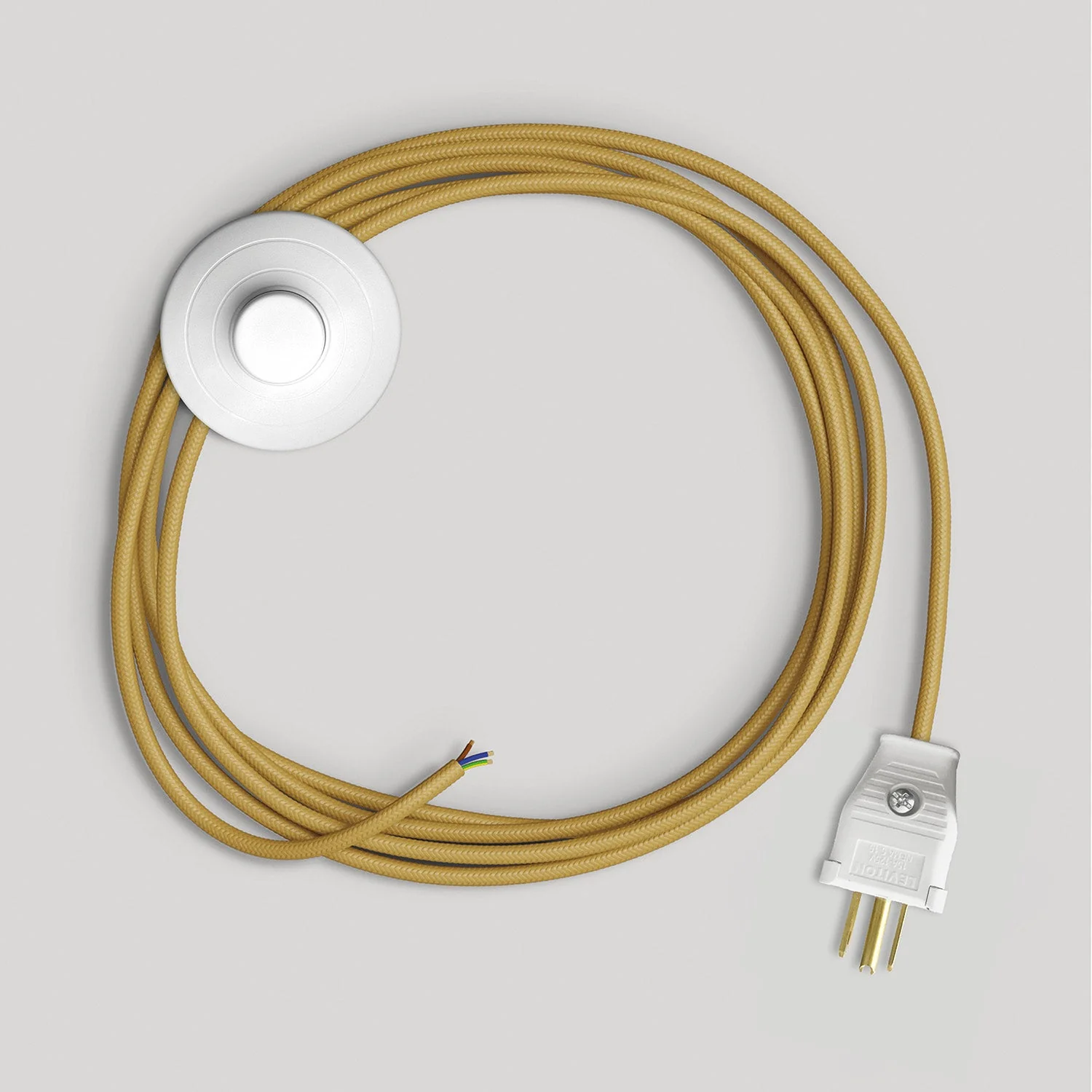 Anschlussleitung für Leuchte mit leuchtend senffarbenem Kabel 3 m