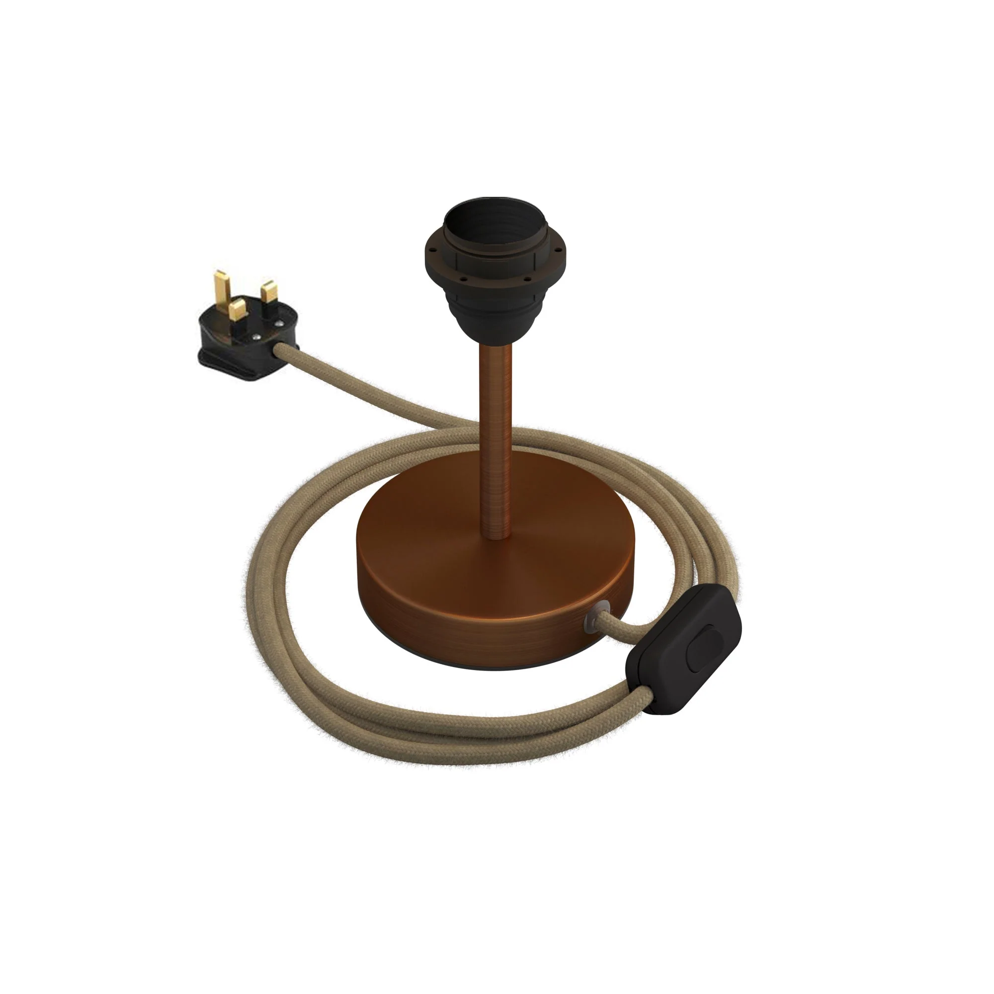Lampenfuß für Lampenschirm – Tischlampe aus Metall mit UK-Stecker – Satiniertes Kupfer - Image 5