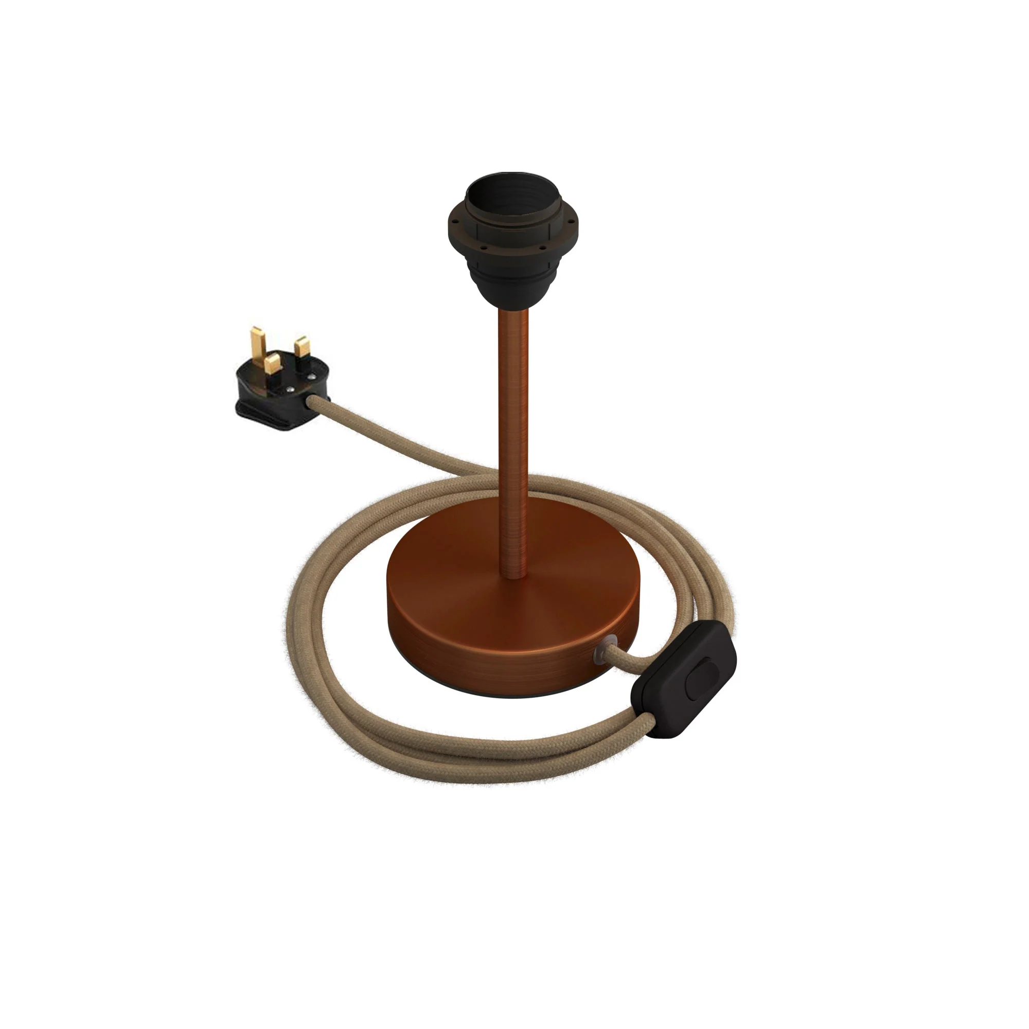 Lampenfuß für Lampenschirm – Tischlampe aus Metall mit UK-Stecker – Satiniertes Kupfer - Image 6