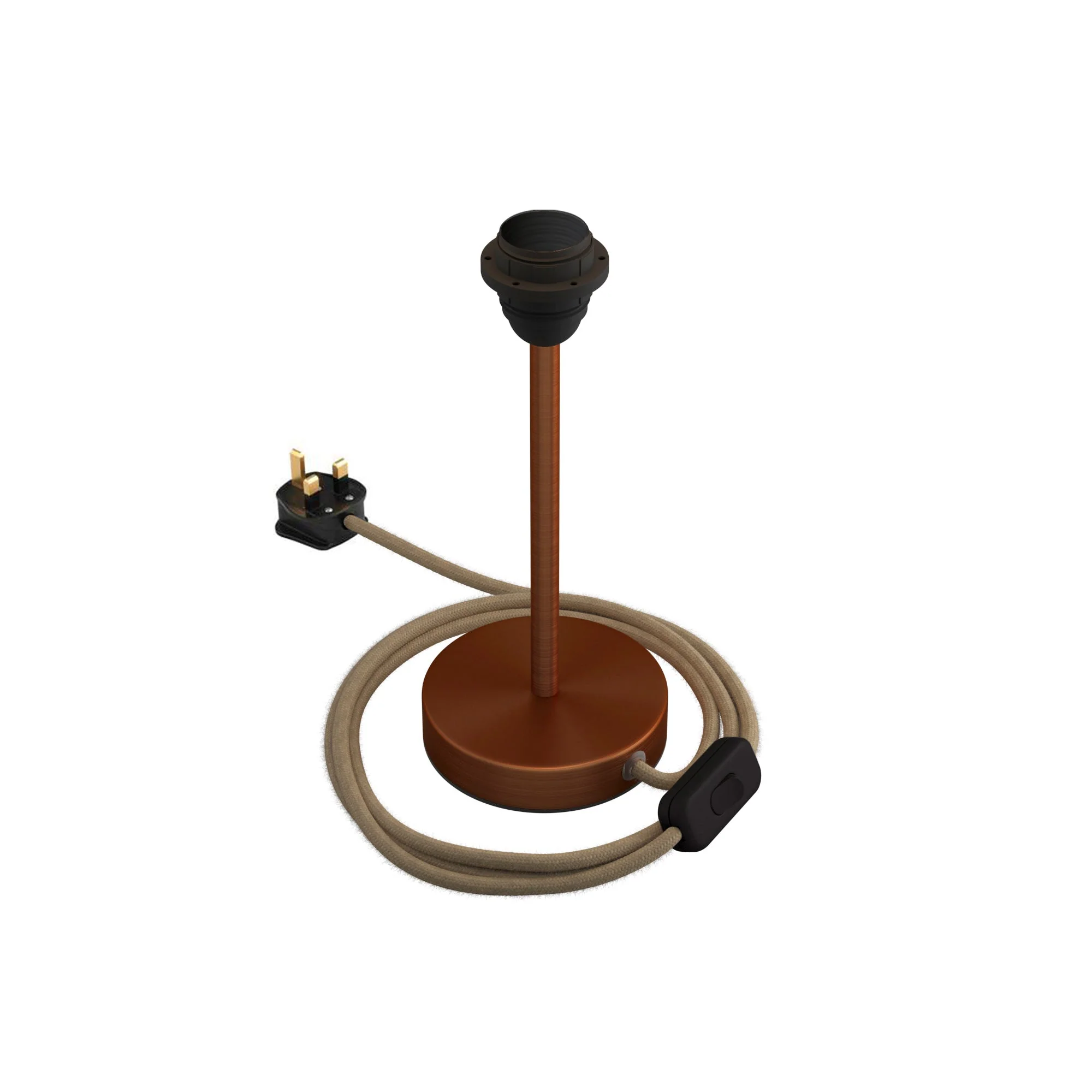 Lampenfuß für Lampenschirm – Tischlampe aus Metall mit UK-Stecker – Satiniertes Kupfer - Image 7