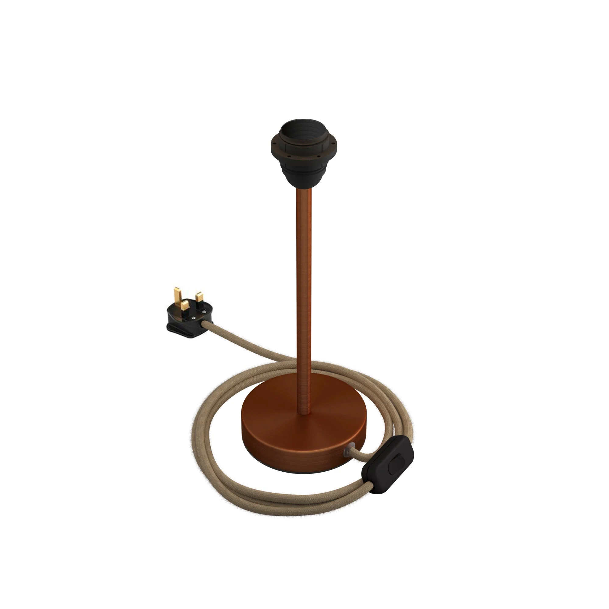 Lampenfuß für Lampenschirm – Tischlampe aus Metall mit UK-Stecker – Satiniertes Kupfer - Image 8