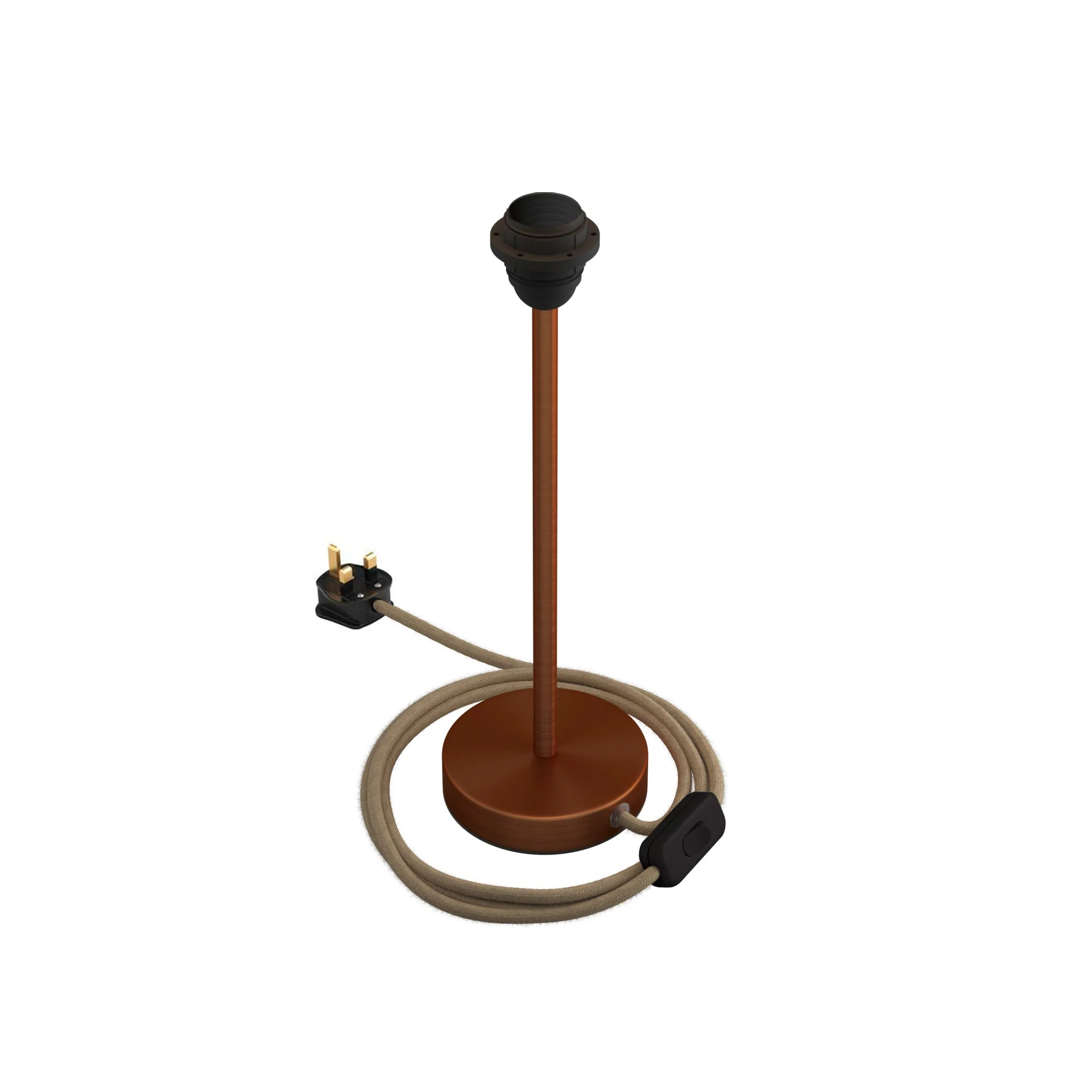 Lampenfuß für Lampenschirm – Tischlampe aus Metall mit UK-Stecker – Satiniertes Kupfer - Image 9