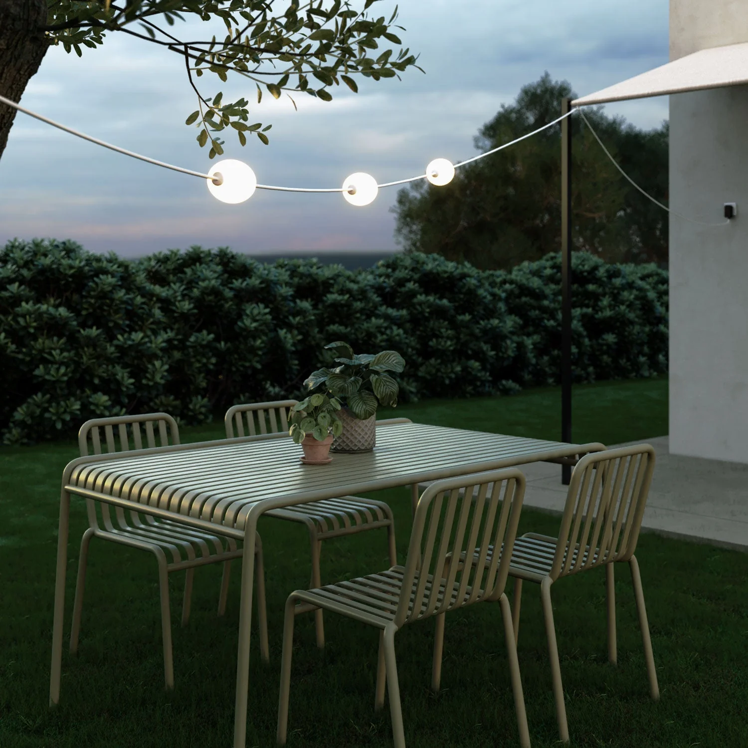 Outdoor-Lichterkette mit 3 Lichtern für Feuchträume Sandweiß, Stromversorgung mit US-Stecker – Marina3 - Image 2