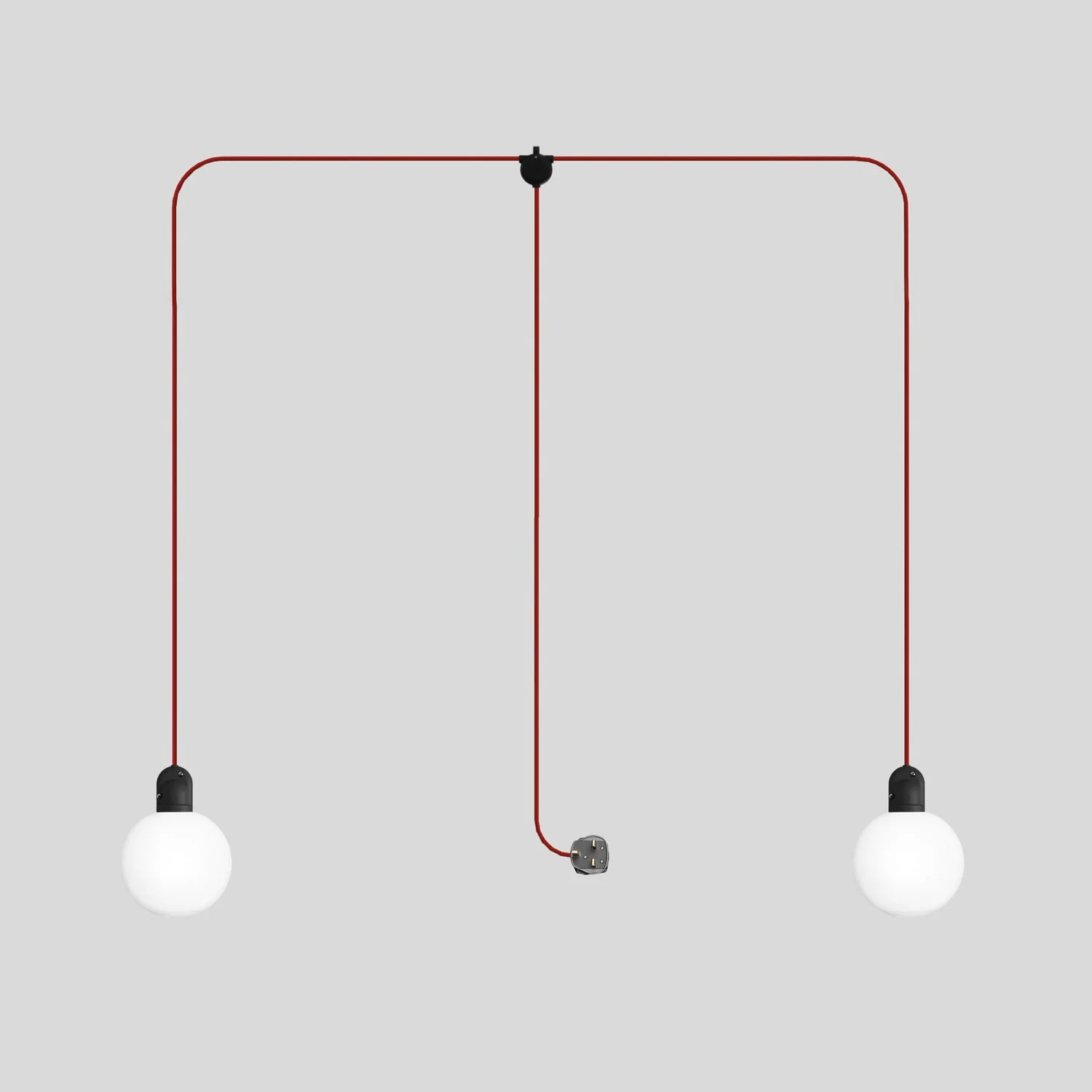 Außenleuchte Modulair IP65 mit 2 Pendeln, UK-Stecker, bruchsichere Unbreak-a-Ball-Lampenschirme und Kabel SM09