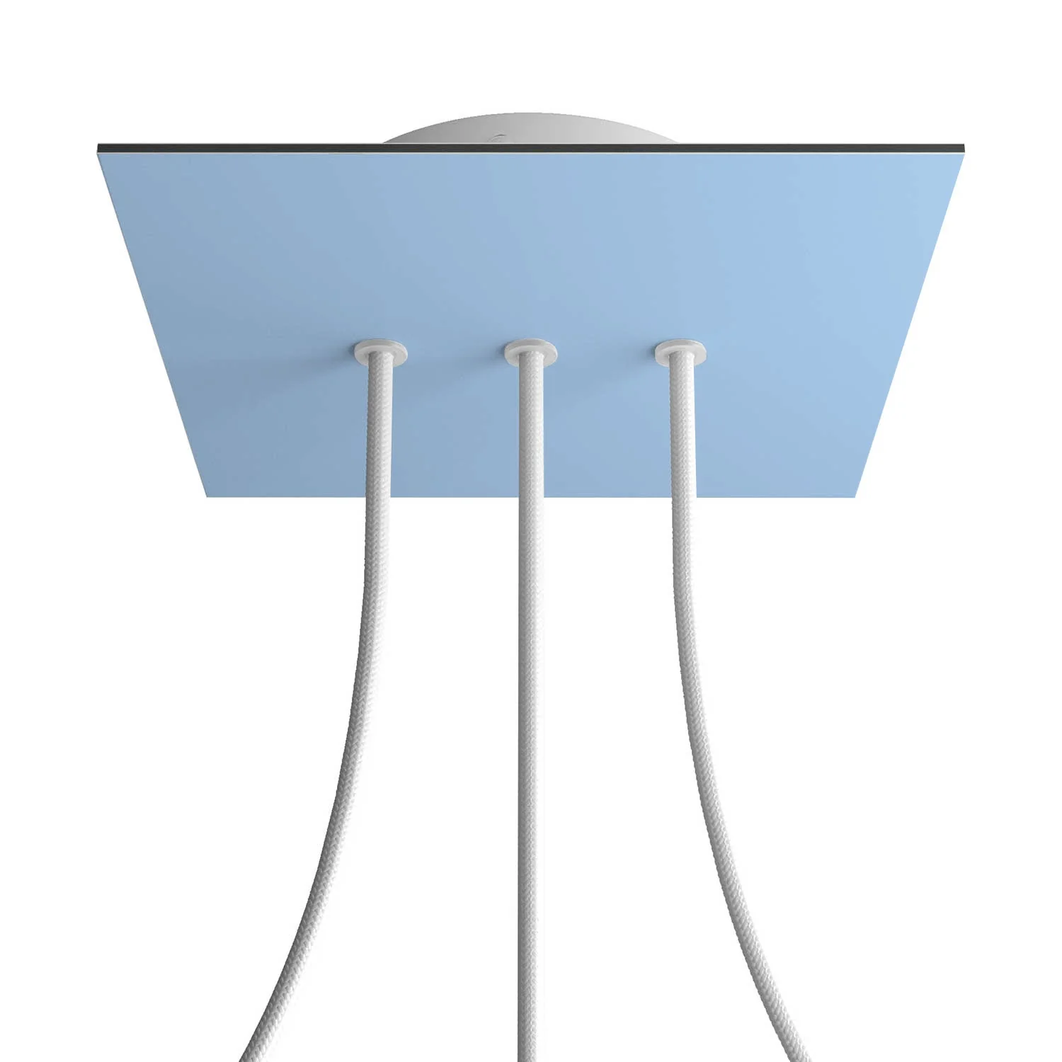 Rose-One Baldachin quadratisch, 200 mm mit 3 Löchern in Reihe und 4 seitlichen Löchern – Zuckerpapier-Blau