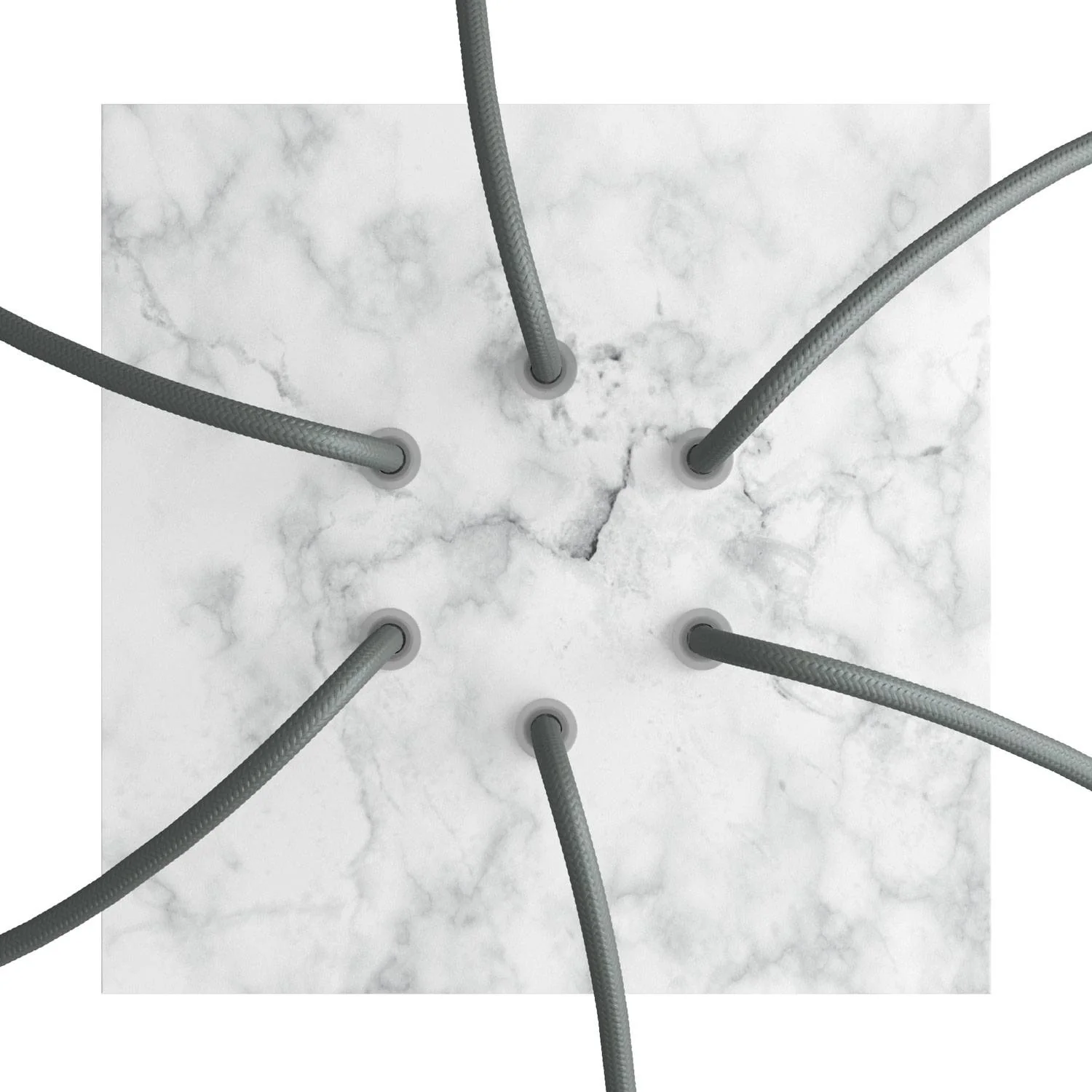 Lampenbaldachin Rose-One quadratisch, 200 mm mit 6 Löchern und 4 seitlichen Löchern – Marmor Carrara - Image 2