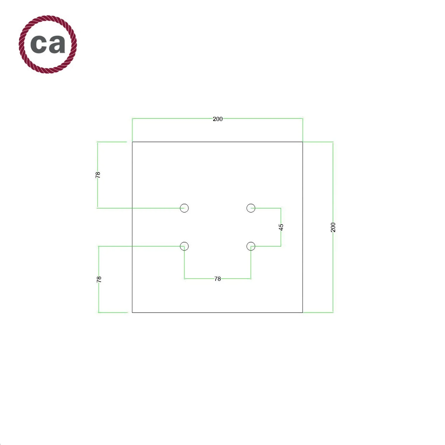 Baldachin Rose-One quadratisch, 200 mm mit 4 Löchern und 4 seitlichen Löchern – Anthrazit - Image 7