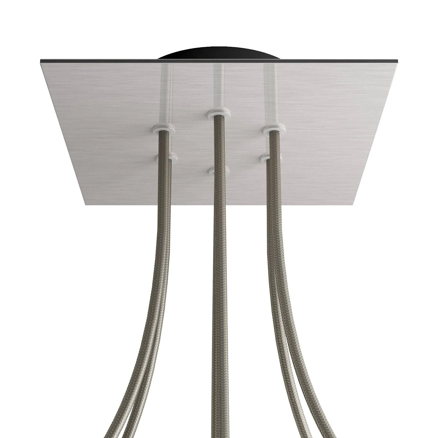 Lampenbaldachin Rose-One quadratisch, 200 mm mit 6 Löchern und 4 seitlichen Löchern – Dibond satiniertes Stahl - Image 8