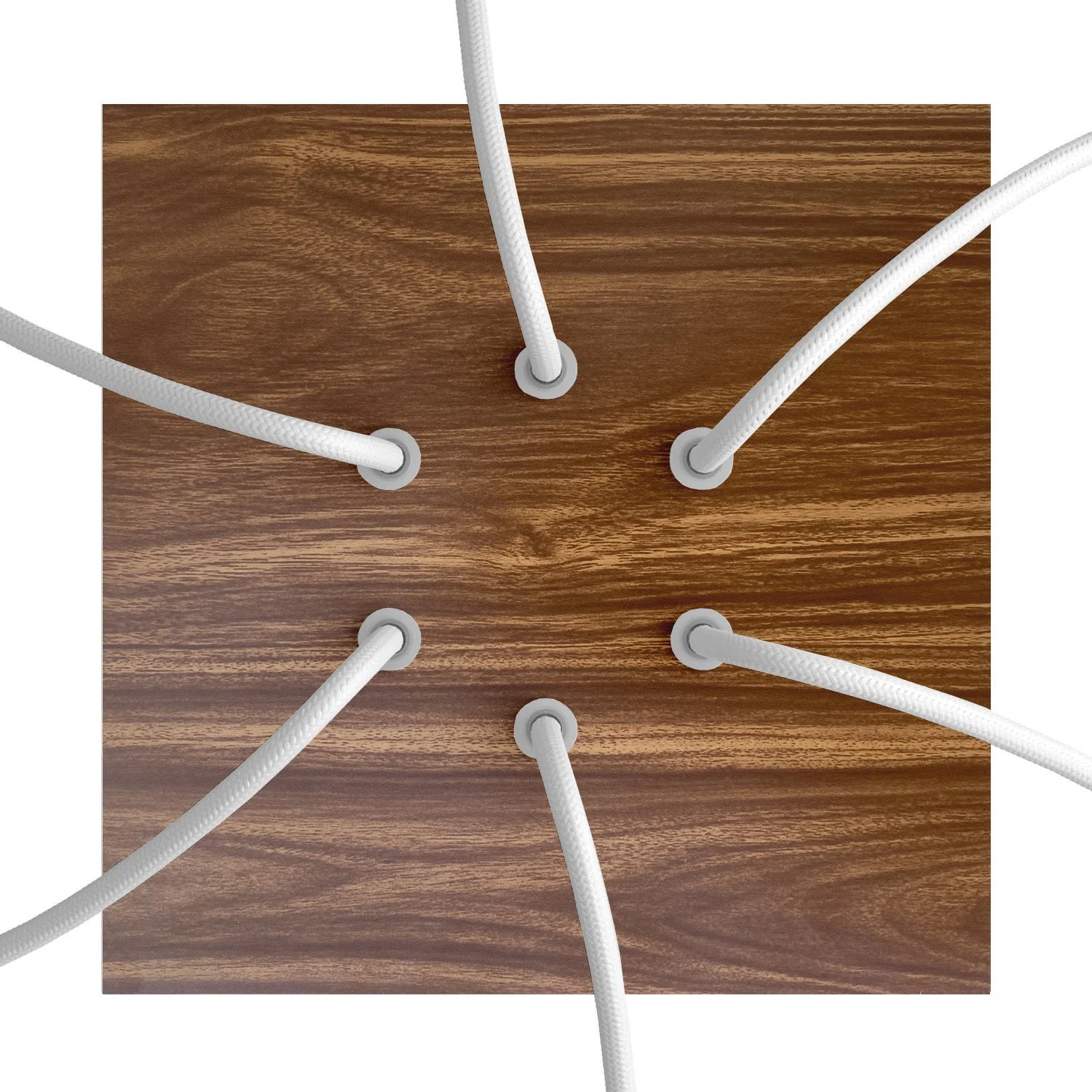 Quadratischer Baldachin Rose-One, 200 mm mit 6 Löchern und 4 seitlichen Löchern – Holz - Image 2