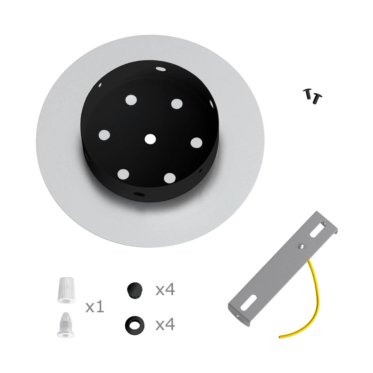Runder Rose-One-Baldachin, Durchmesser 200 mm mit 1 Loch und 4 seitlichen Bohrungen – Matt Schwarz - Image 10