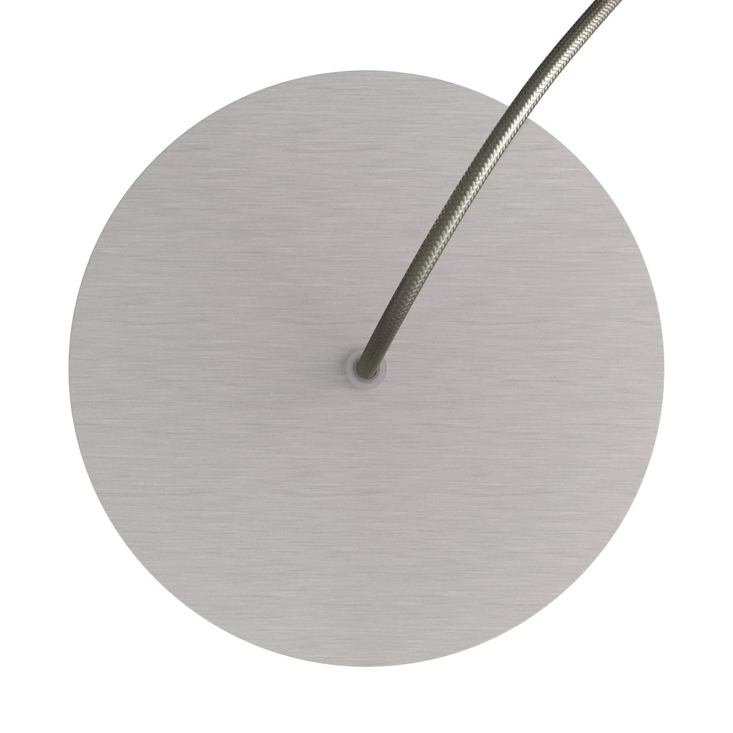 Runder Lampenbaldachin Rose-One, Durchmesser 200 mm mit 1 Loch und 4 seitlichen Löchern – Dibond gebürsteter Stahl - Image 2