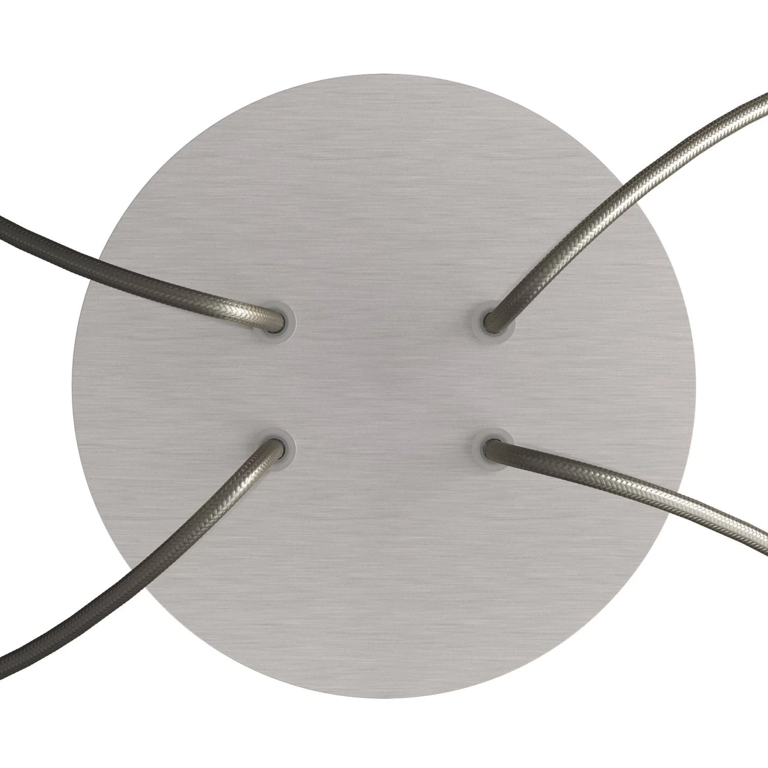 Lampenbaldachin Rose-One rund, Durchmesser 200 mm mit 4 Öffnungen und 4 seitlichen Öffnungen – Dibond Edelstahl satiniert - Image 2