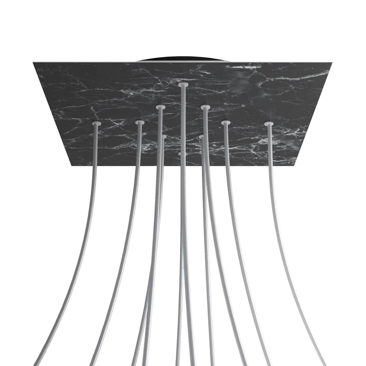 XXL Deckenbaldachin Rose-One quadratisch, 400 mm mit 10 Öffnungen und 4 seitlichen Öffnungen – Marmor Marquina - Image 8