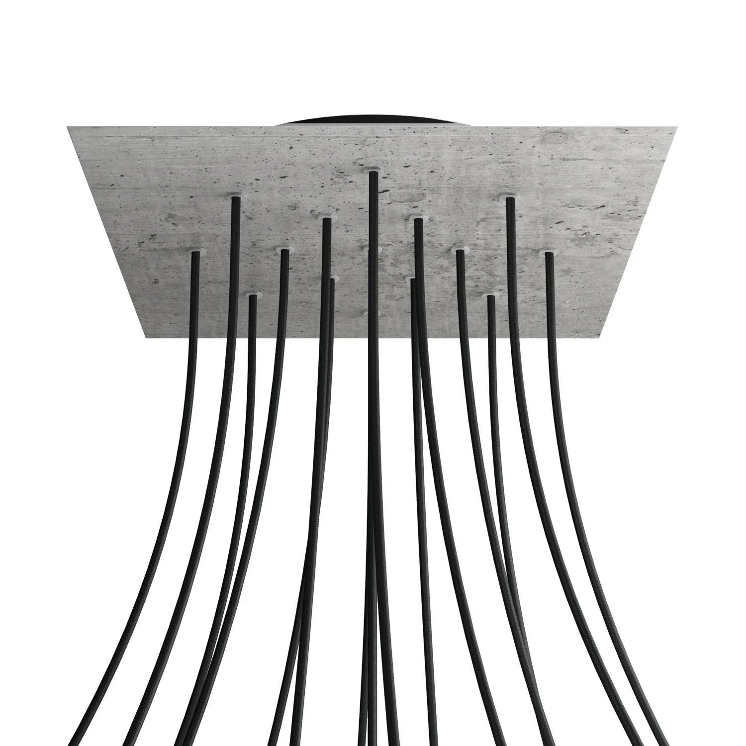 Lampenbaldachin XXL Rose-One quadratisch, 400 mm mit 15 Öffnungen und 4 seitlichen Öffnungen – Beton - Image 8