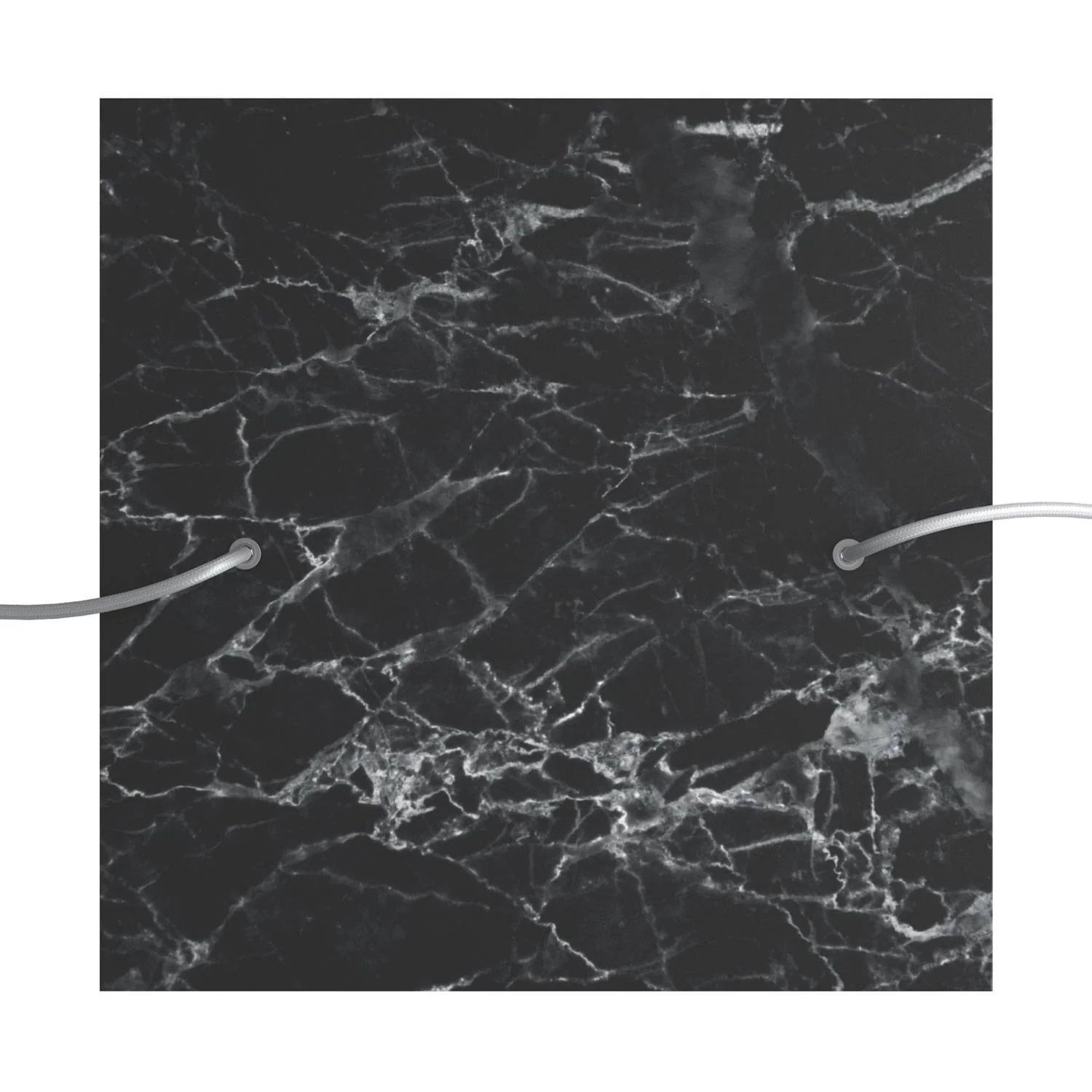 Lampenbaldachin XXL Rose-One quadratisch, 400 mm mit 2 Öffnungen und 4 seitlichen Öffnungen - Marmor Marquina - Image 2