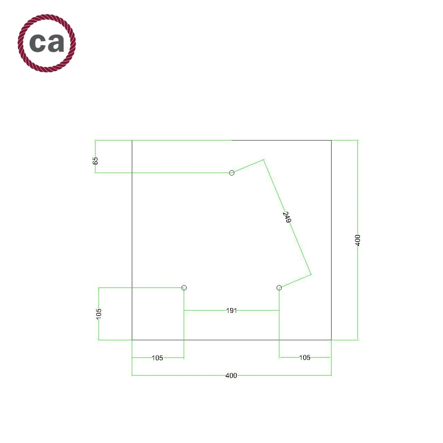 Baldachin XXL Rose-One quadratisch, 400 mm mit 3 und 4 seitlichen Löchern – Dibond Satin-Stahl - Image 7