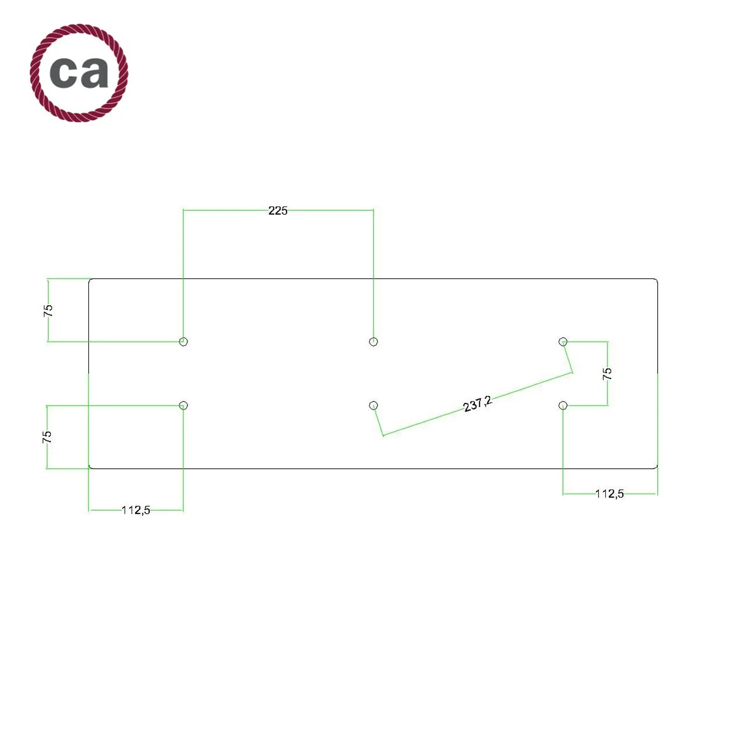 XXL-Deckenbaldachin Rose-One rechteckig mit 6 Löchern plus 6 seitliche Löcher, Maße 675 x 225 mm – Mattweißes Dibond - Image 6