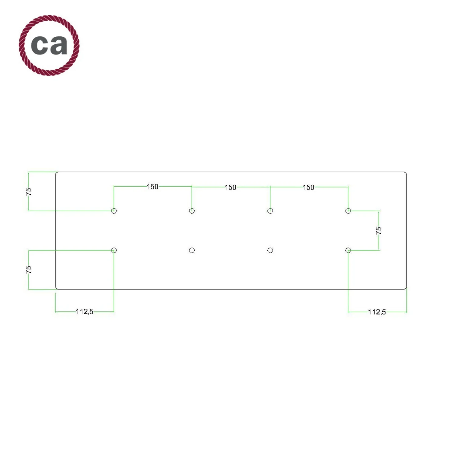Baldachin XXL Rose-One rechteckig mit 8 Löchern und 6 seitlichen Löchern, Maße 675 x 225 mm – Dibond Satin-Kupfer - Image 6