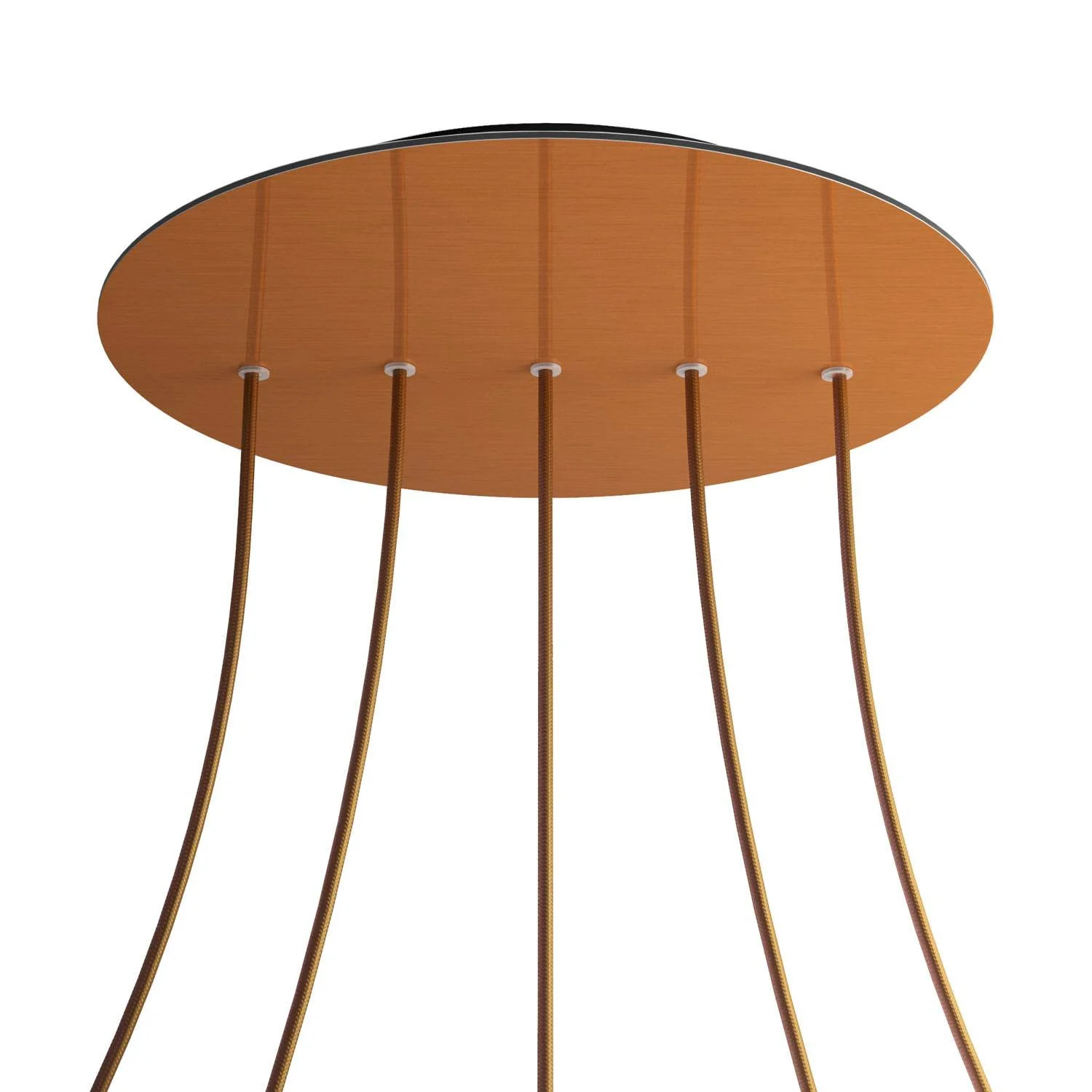 XXL Baldachin Rose-One rund, Durchmesser 400 mm mit 5 Bohrungen in Linie und 4 seitlichen Bohrungen – satinierter Kupfer-Dibond - Image 8