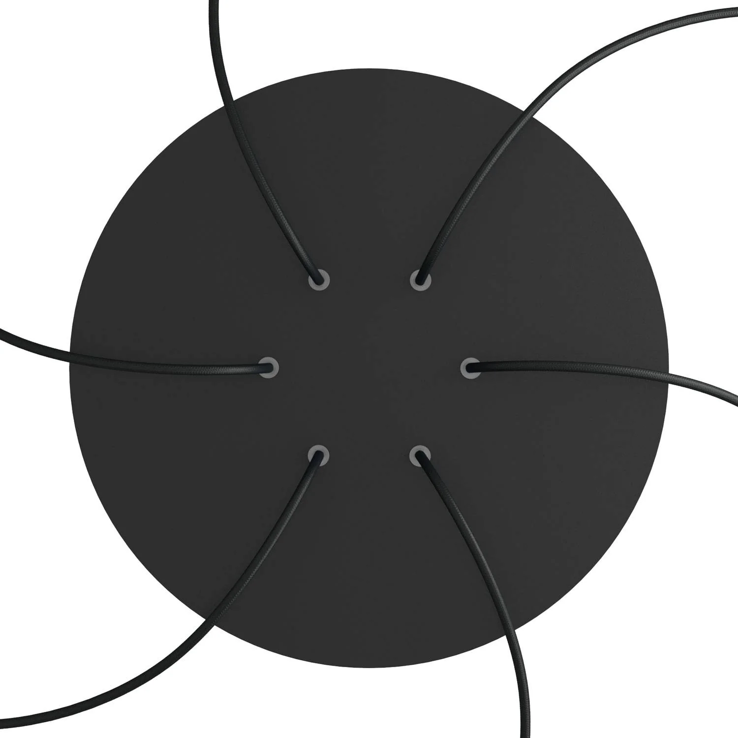 XXL Lampenbaldachin Rose-One rund, Durchmesser 400 mm mit 6 Löchern und 4 seitlichen Löchern – Schwarz matt - Image 2