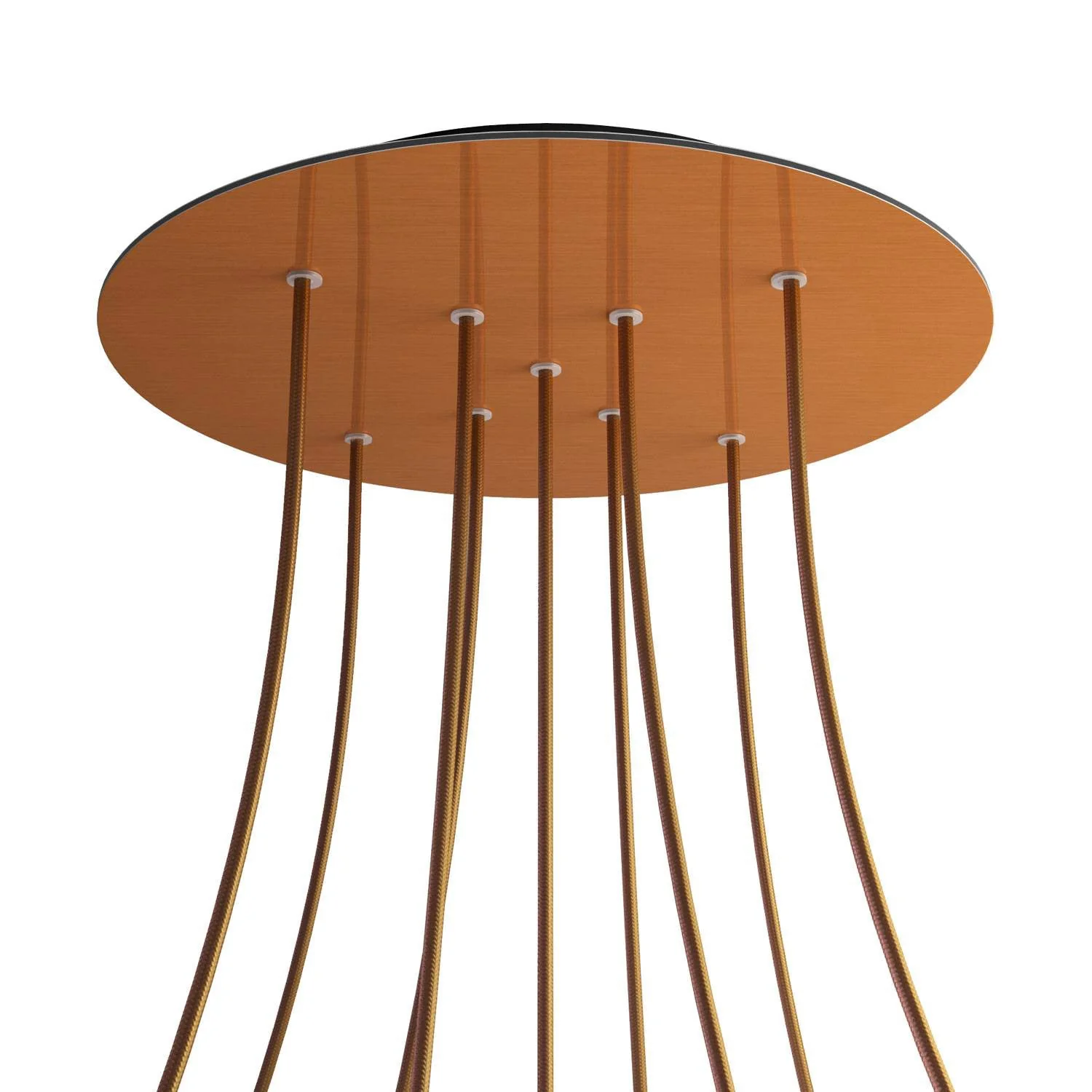 Lampenbaldachin XXL Rose-One rund, Durchmesser 400 mm mit 9 X-Löchern und 4 seitlichen Löchern – Dibond Kupfer satiniert - Image 8