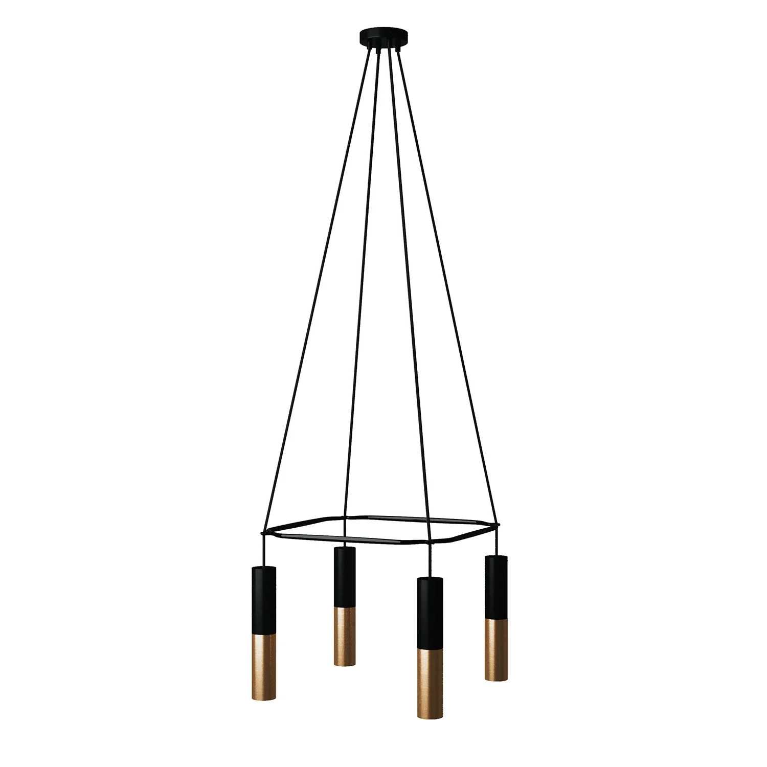 Cage Kronleuchter mit 4 Tub-E14 Doppelauslässen – Schwarz