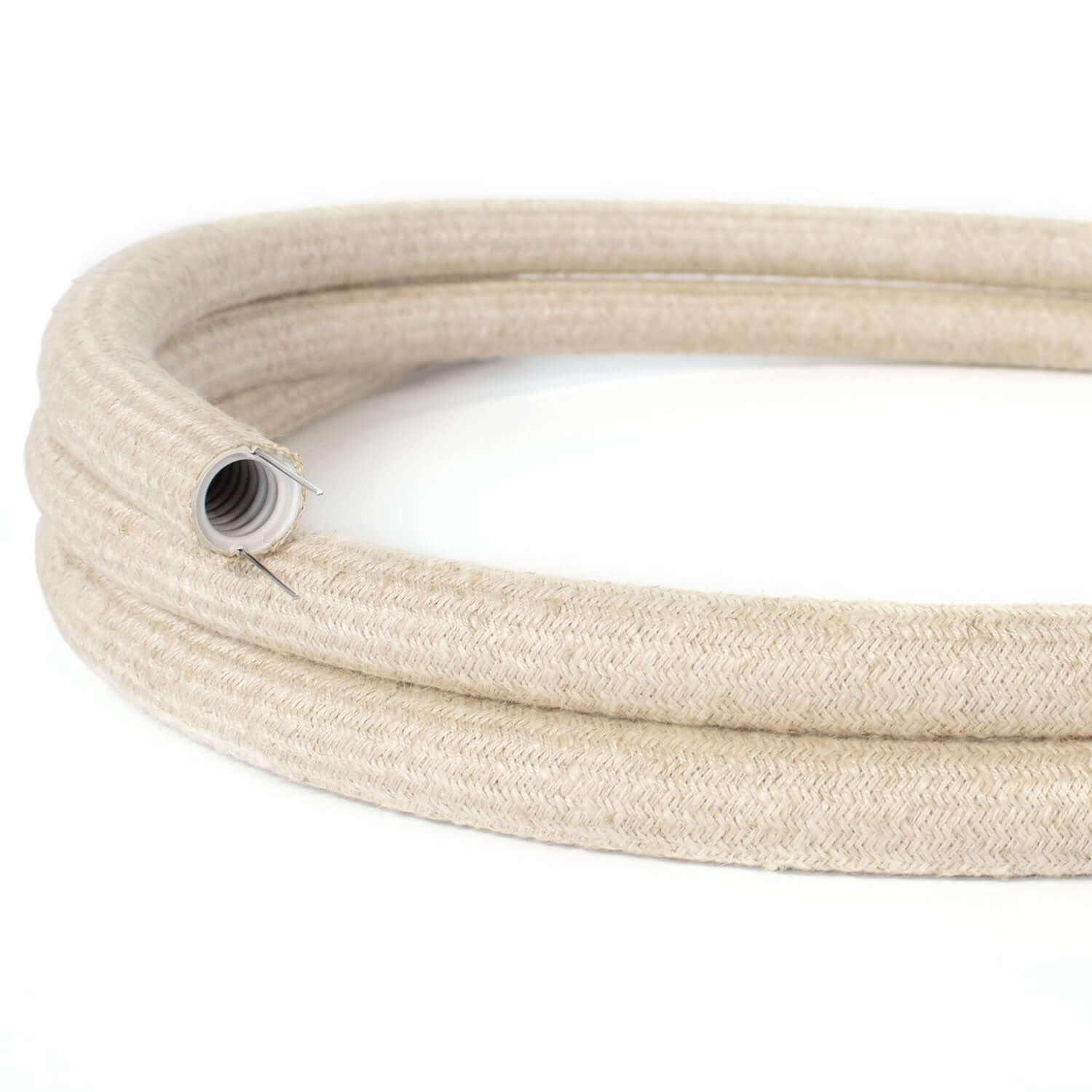 Creative-Tube, Durchmesser 20 mm, mit Stoff RN01 Naturleinen ummantelt, formbarer Textilummantelter Kabelkanal