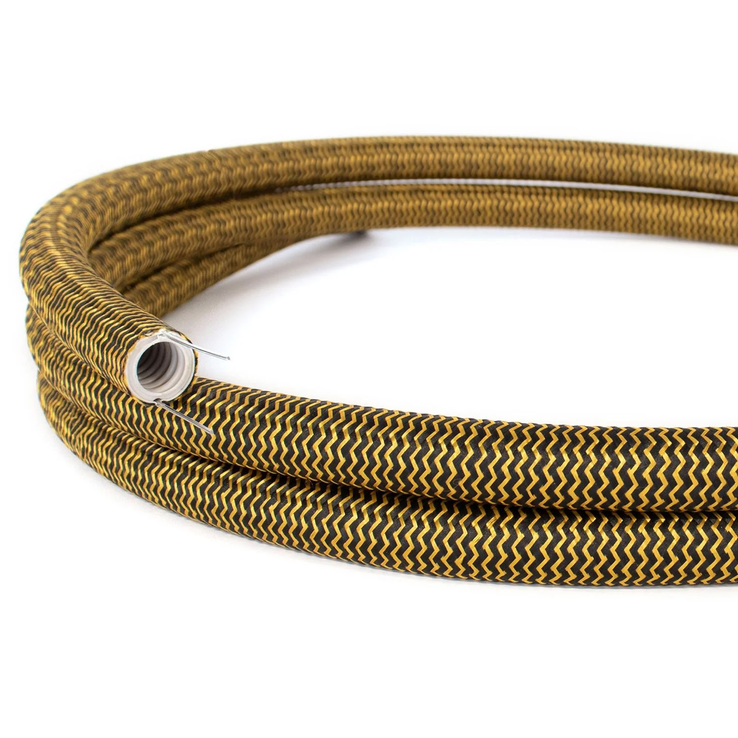 Creative-Tube Flexrohr, Rayon ZigZag Gold und Schwarz RZ24 Stoffummantelung, Durchmesser 20 mm