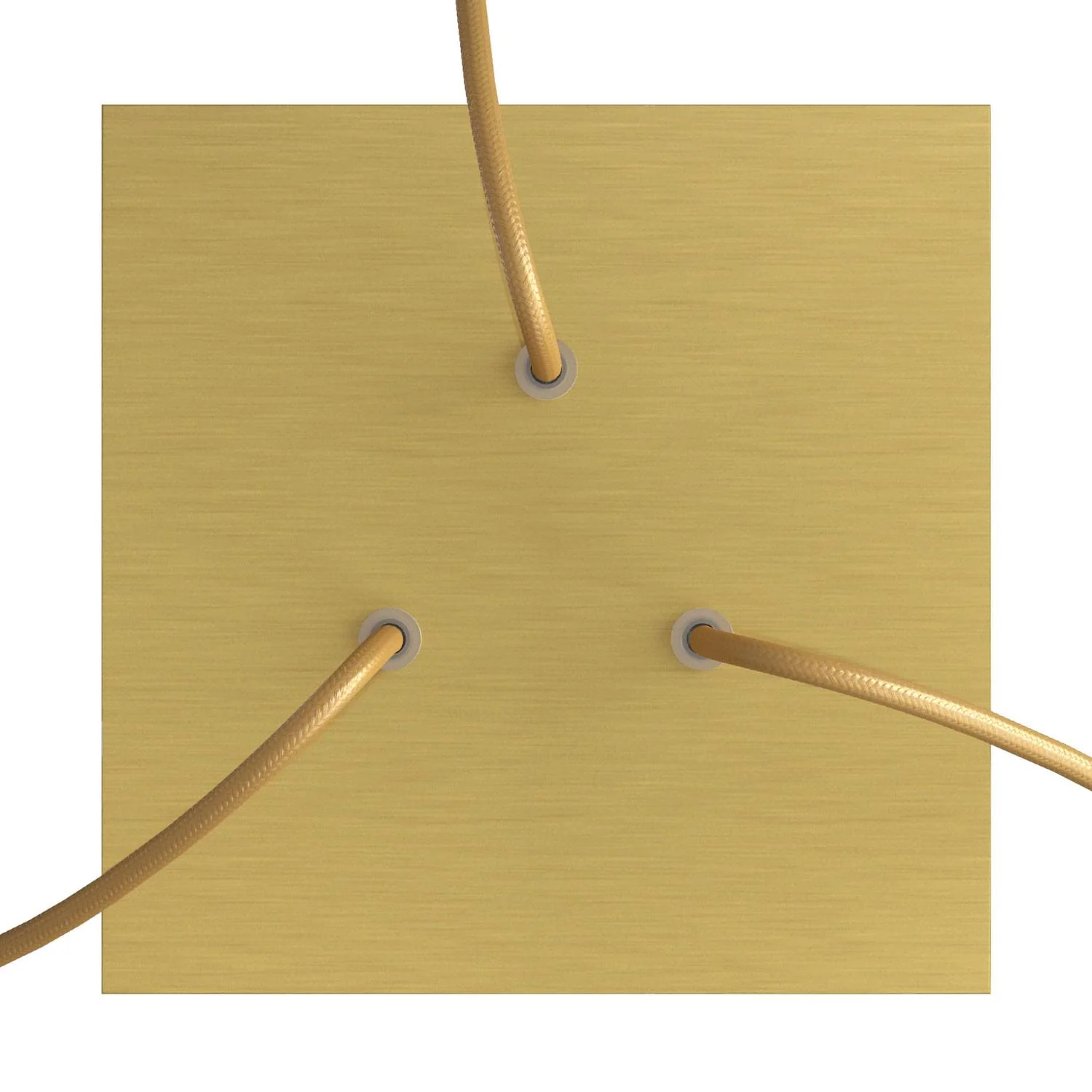 Rose-One Quadrat-Baldachin, 200 mm mit 3 Öffnungen und 4 seitlichen Bohrungen – Dibond satiniertes Messing - Image 2