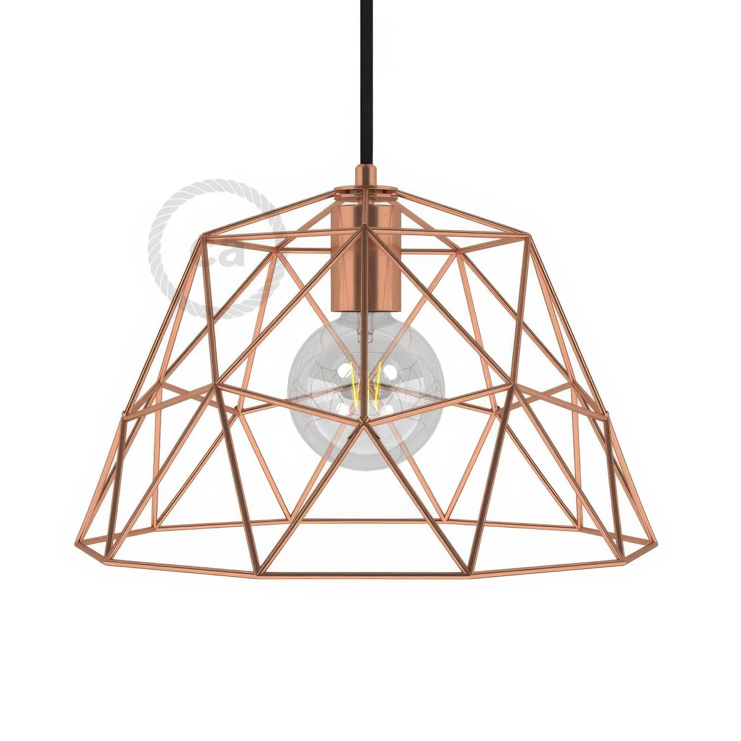 Lampenschirm Dome XL aus nacktem Metallkorb mit E26-Fassung – Kupfer