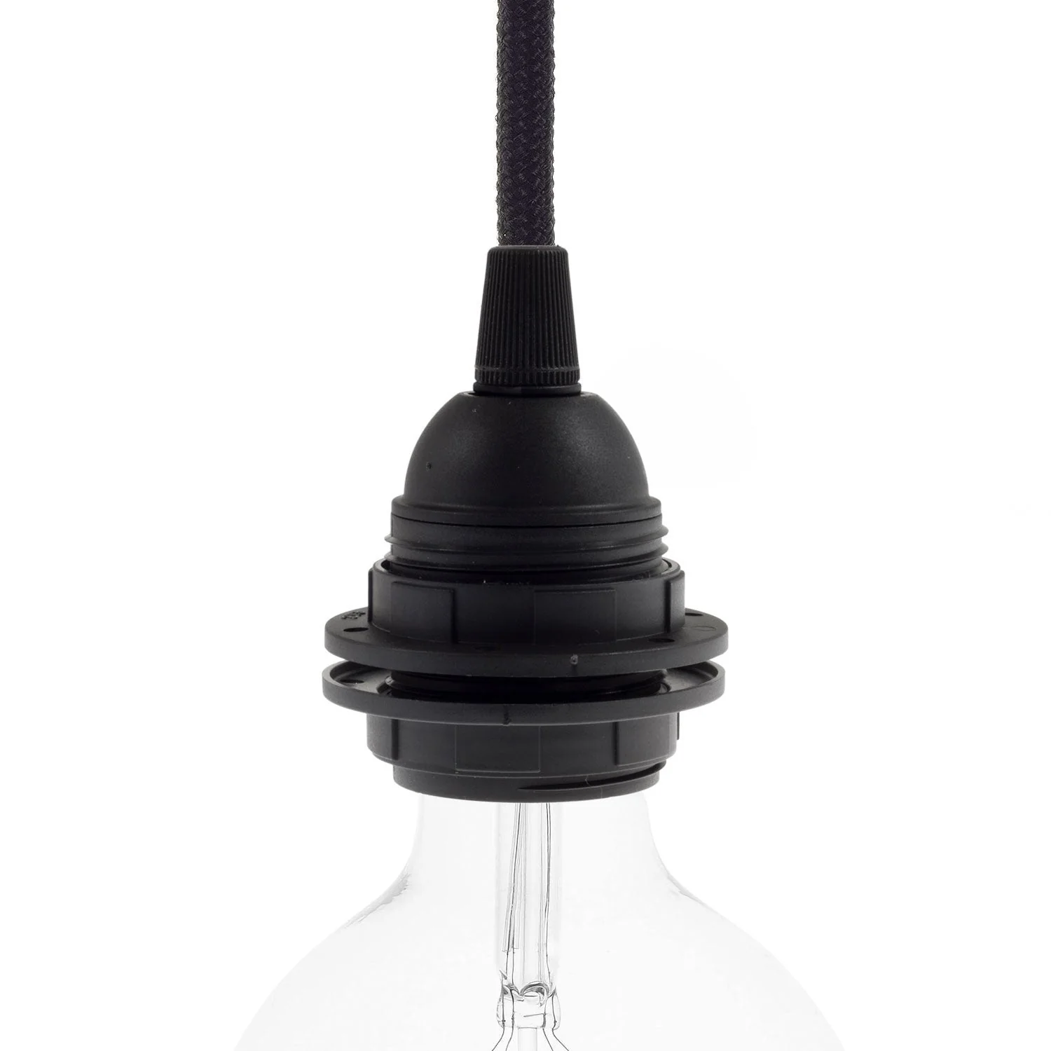 E26 Thermoplast Doppel-Klemmring Lampenfassung – Schwarz