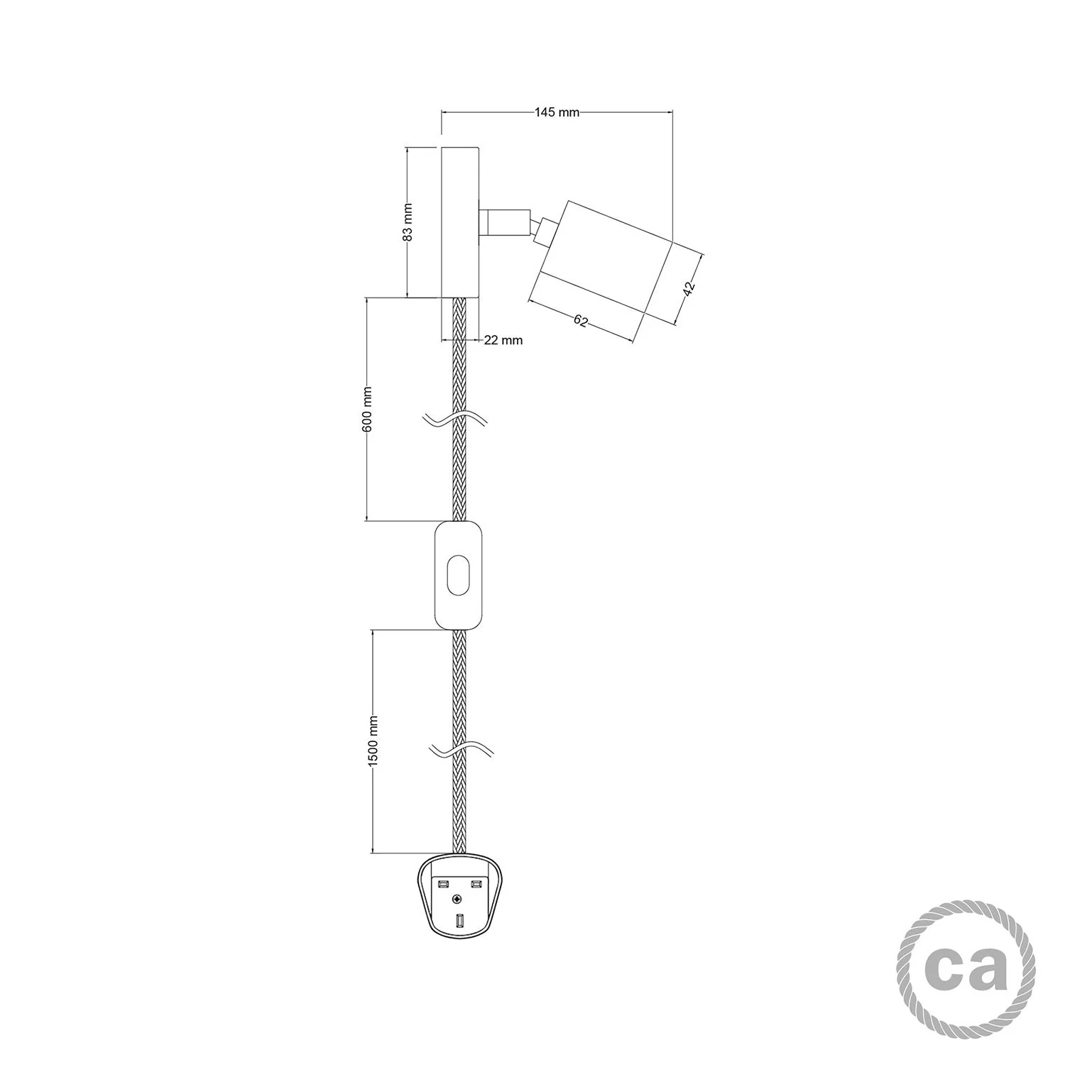 Spostaluce Scharnierlampe aus Metall und UK-Stecker – Satiniertes Kupfer - Image 4