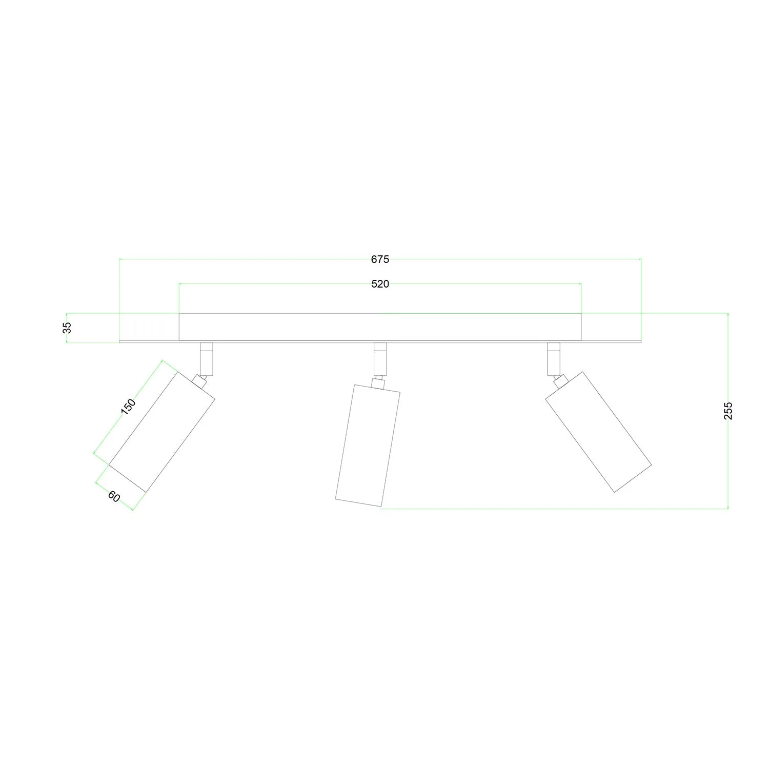 Lampe mit 3 Spots mit Tub-E14-Lampenschirm und rechteckigem XXL Rose-One – Satiniertes Bronze - Image 5
