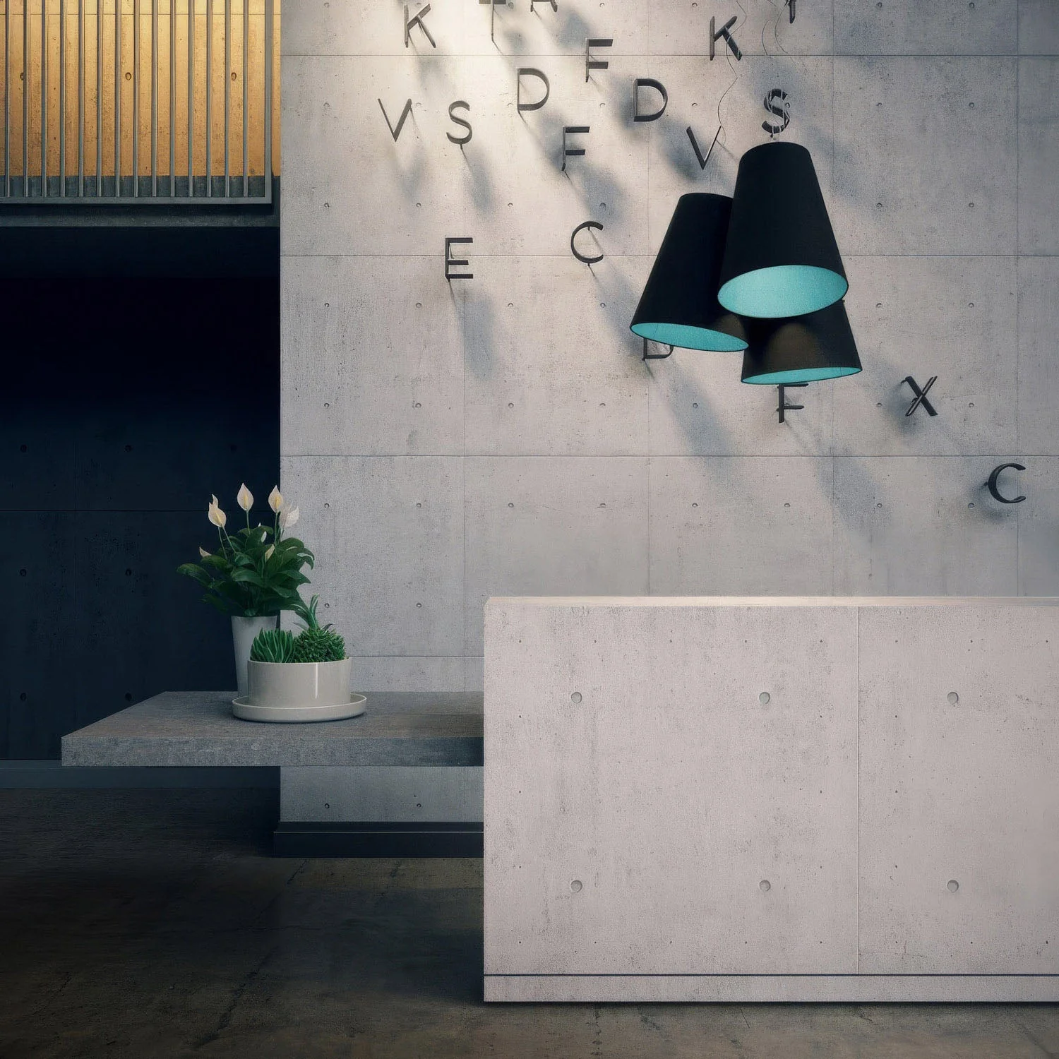 Trittico Kronleuchter mit doppelfarbigen Kegelschirmen in Asche und Himmelblau – Made in Italy - Image 3