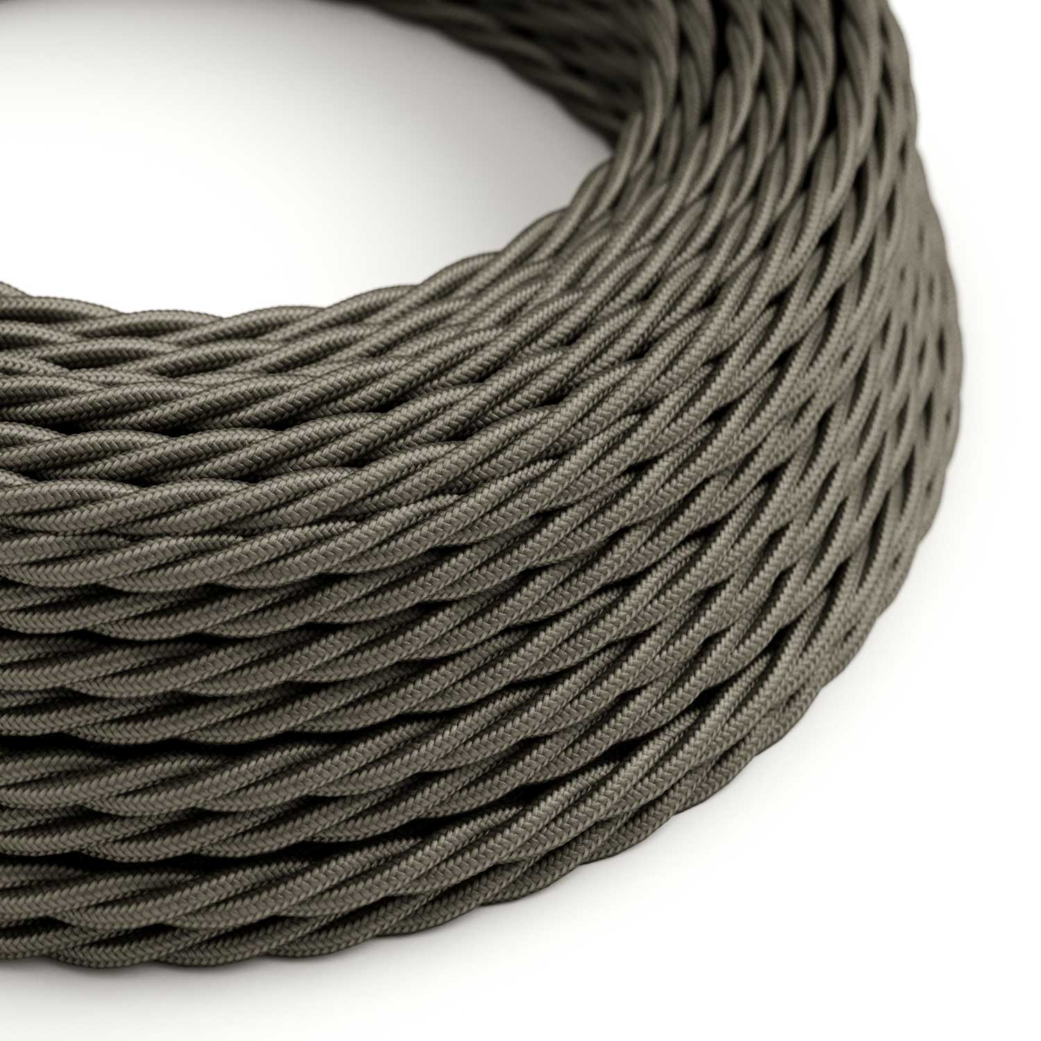 Dunkelgraues, mit Rayon ummanteltes, gedrehtes Elektrokabel – TM26