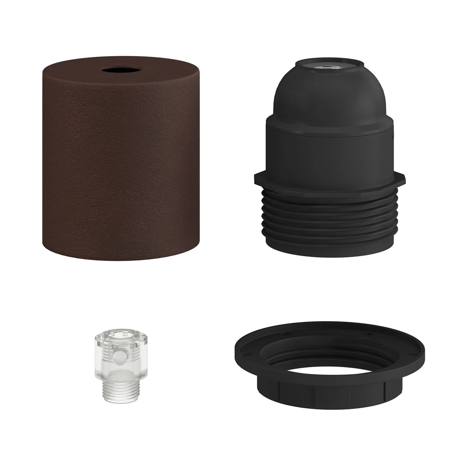 E26 Halb-Gewinde-Metallfassungs-Set mit verdeckter Zugentlastung – Lackiert Dunkelrost - Image 2
