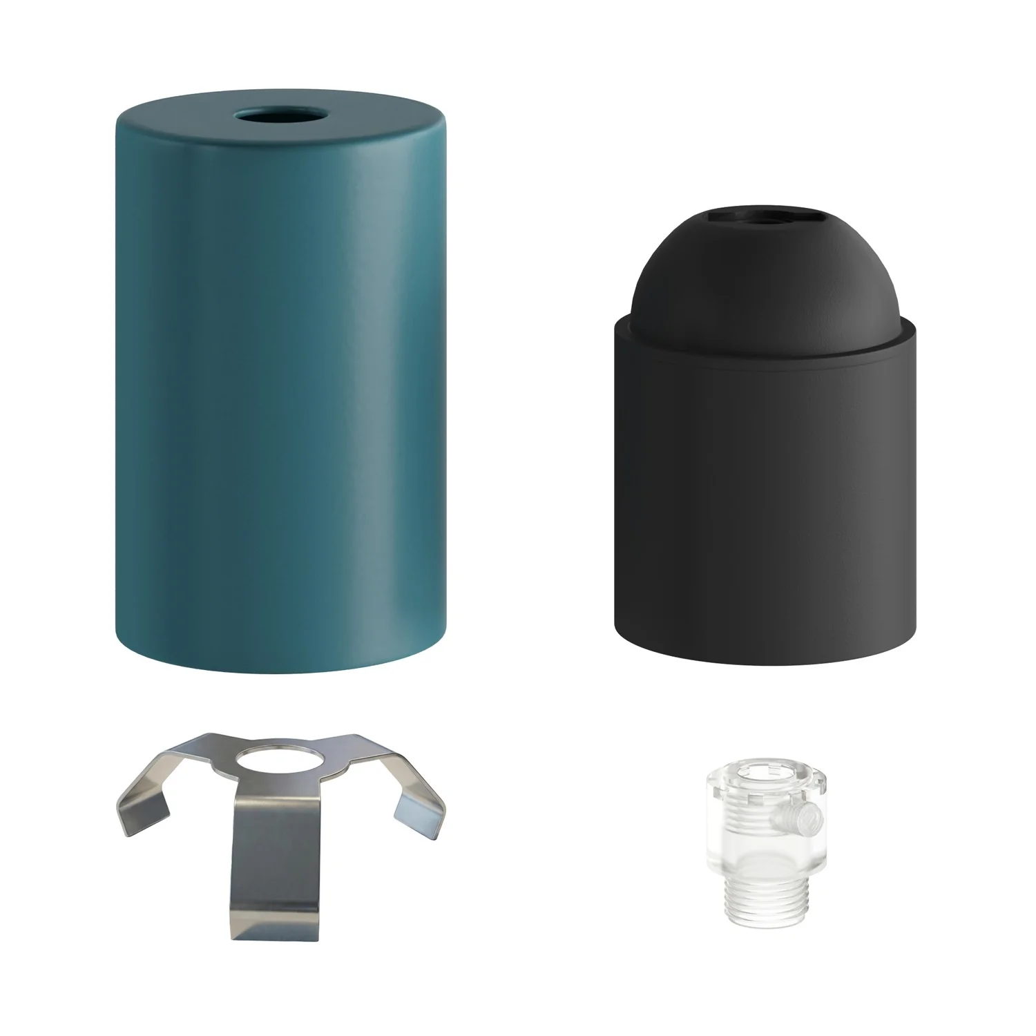 E27 Pastell-Fassungskit aus Metall mit verdeckter Zugentlastung – Petrol - Image 2