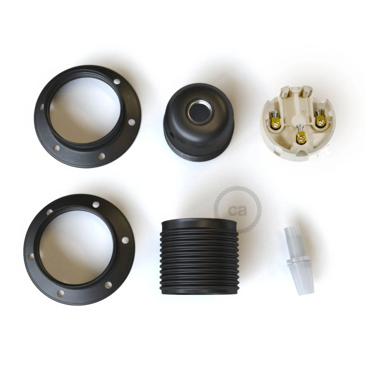 E27-Lampenfassungs-Kit aus Metall mit Doppelmutter für Lampenschirm – Gewehrlauf-Finish - Image 2