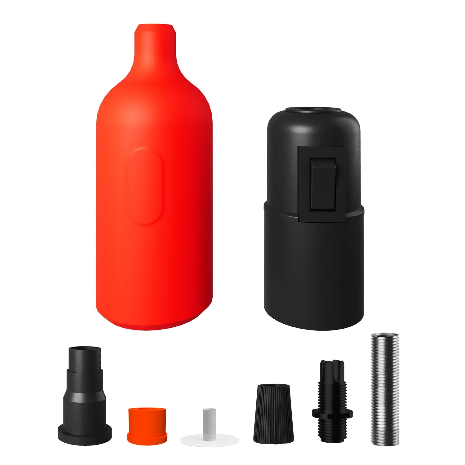 E27 Lampenfassung-Kit aus Silikon mit verstecktem Schalter und Kabelzugentlastung – Orange - Image 2
