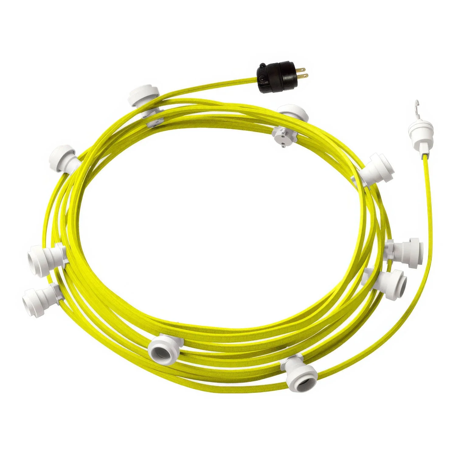 Gebrauchsfertige 12 m Lichterkette mit 5 weißen Fassungen, Haken und Stecker - CF10